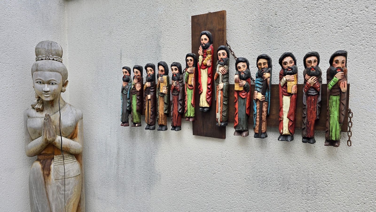 Art Hand Carved Wooden Relief Last Supper photo