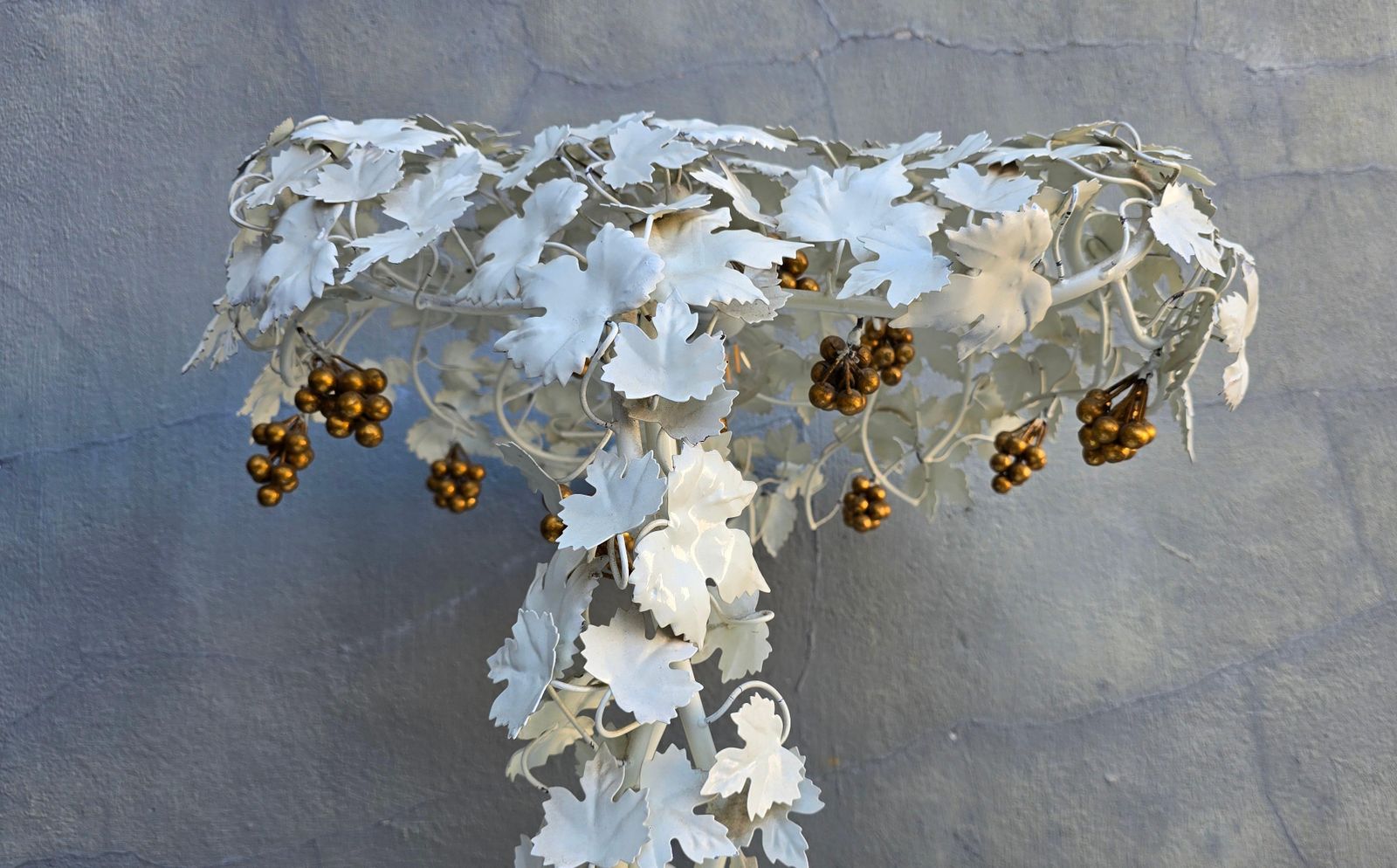Lighting Hand Painted Metal Grapevine Table Lamp In Hollywood Regency / Art Nouveau Style photo