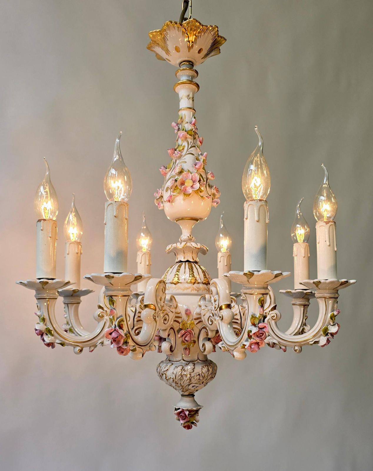 Rare Italian Mangani Porcelain Chandelier – 1970s photo 3603.0