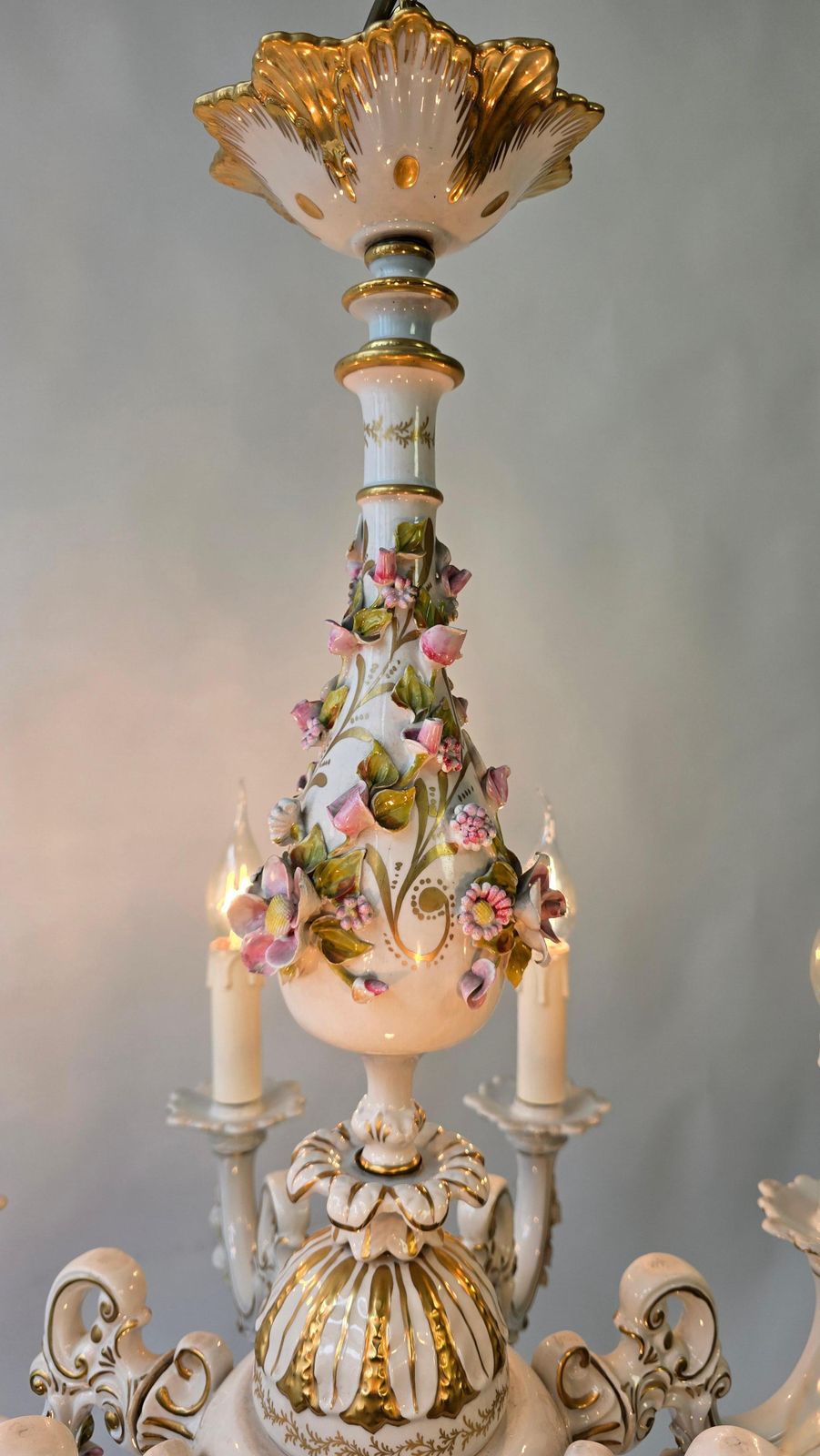Rare Italian Mangani Porcelain Chandelier – 1970s photo buy