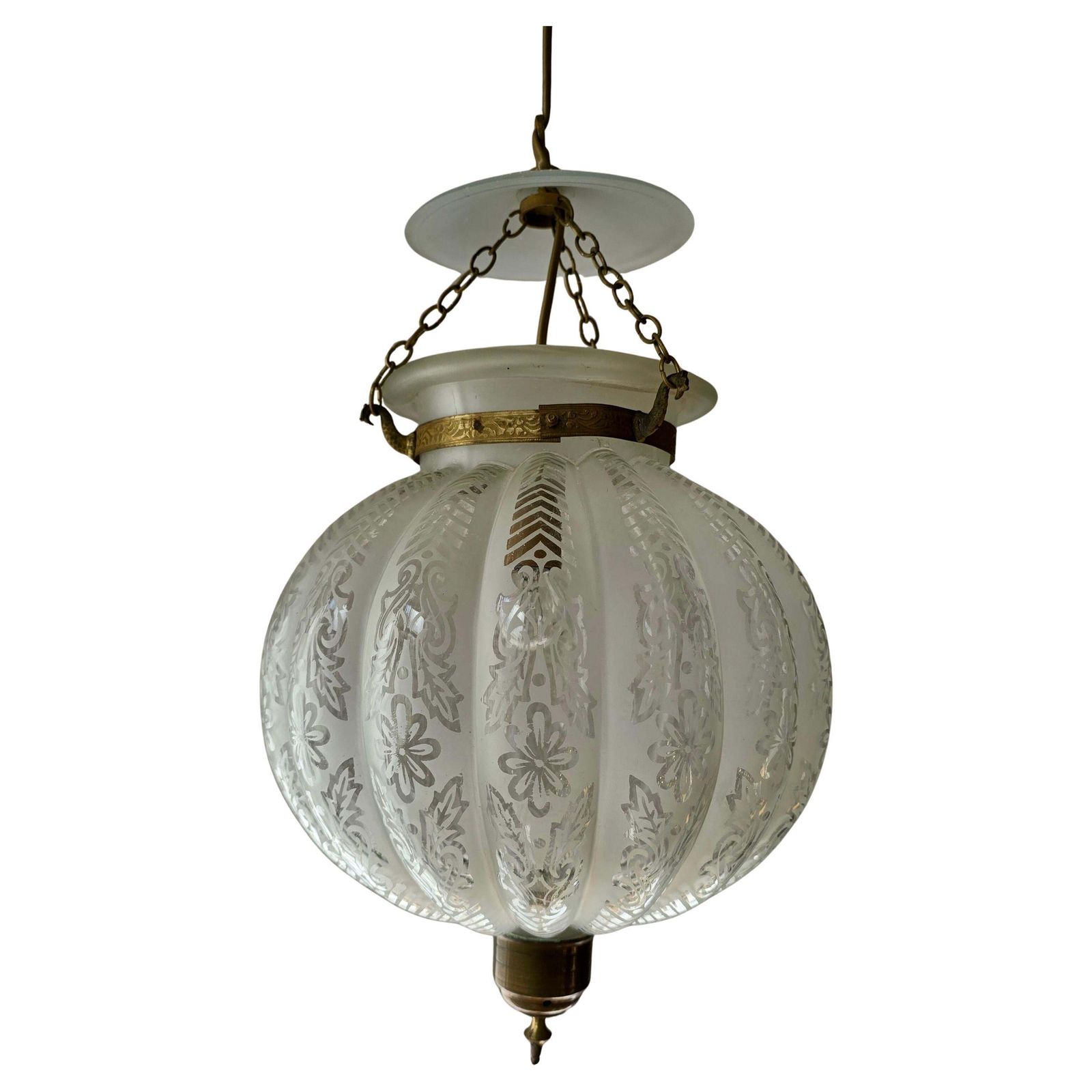 Pair Of Rare Venetian Murano Bell Jar Lanterns With Etched Glass photo furniture