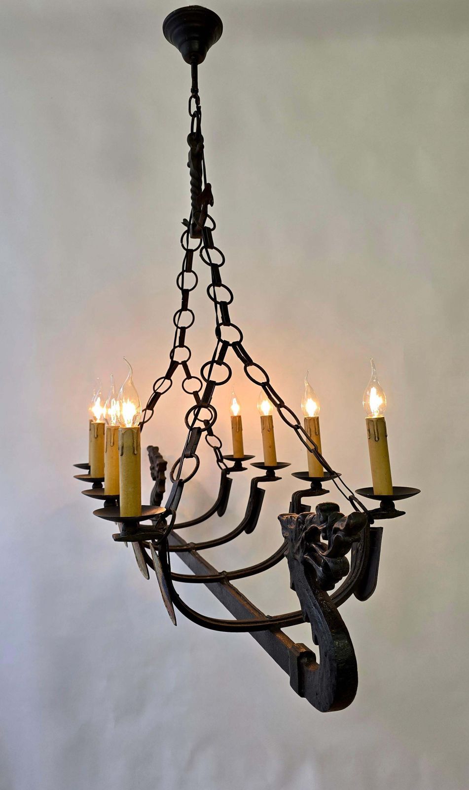 Viking Ship Dragon Boat Chandelier photo vintage