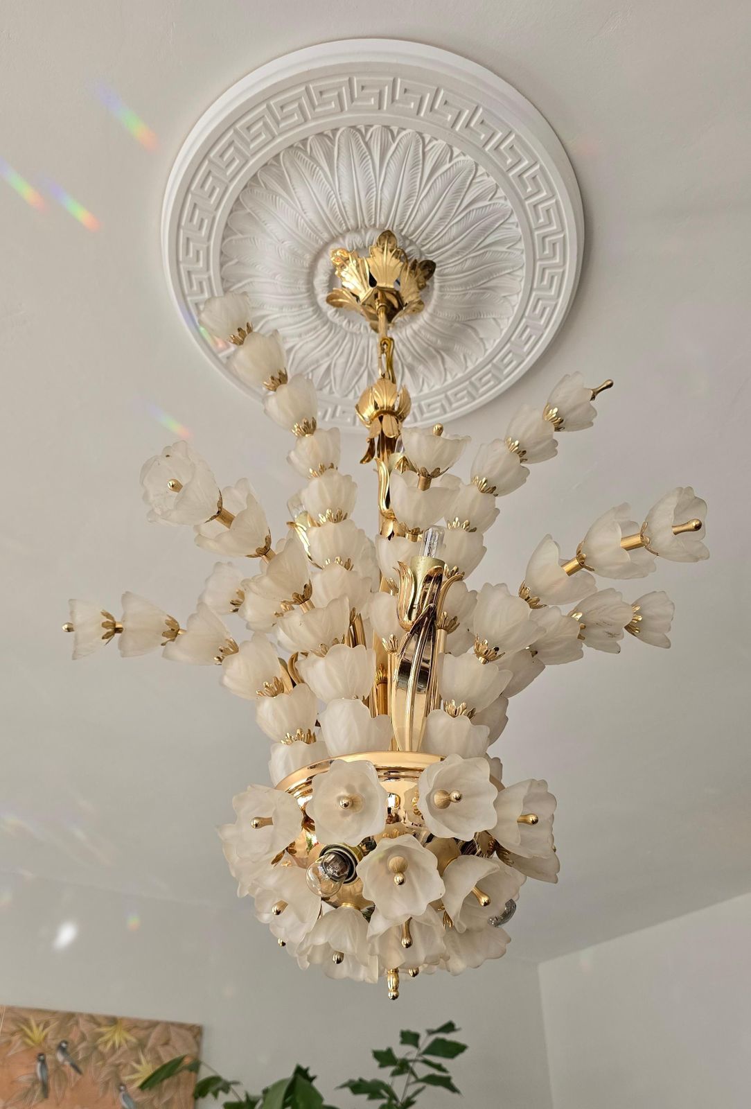 Exceptional Italian Murano Glass Chandelier With 85 Handcrafted Flowers photo for sale