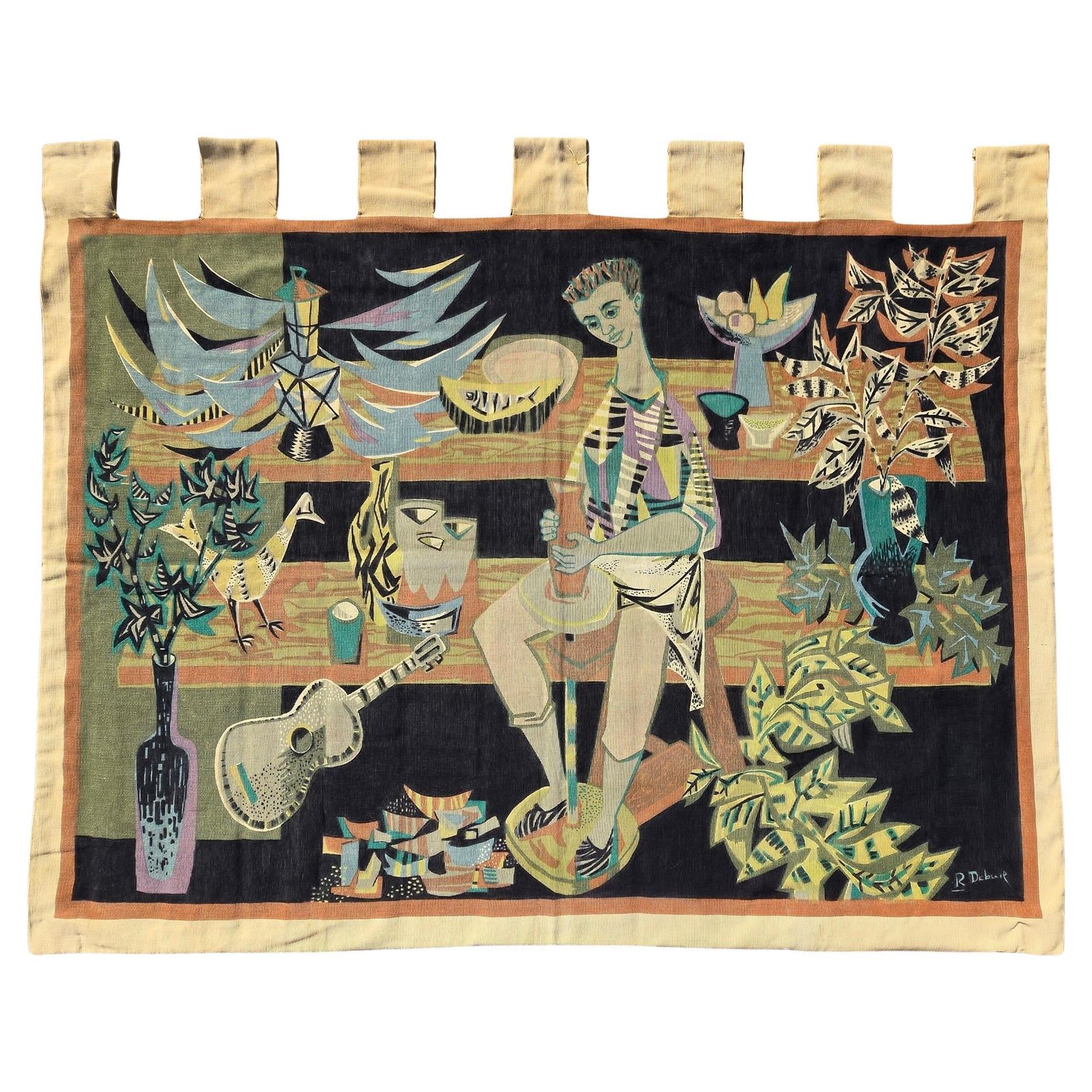 Mid Century French Textile Wall Hanging Design By Robert Debiève