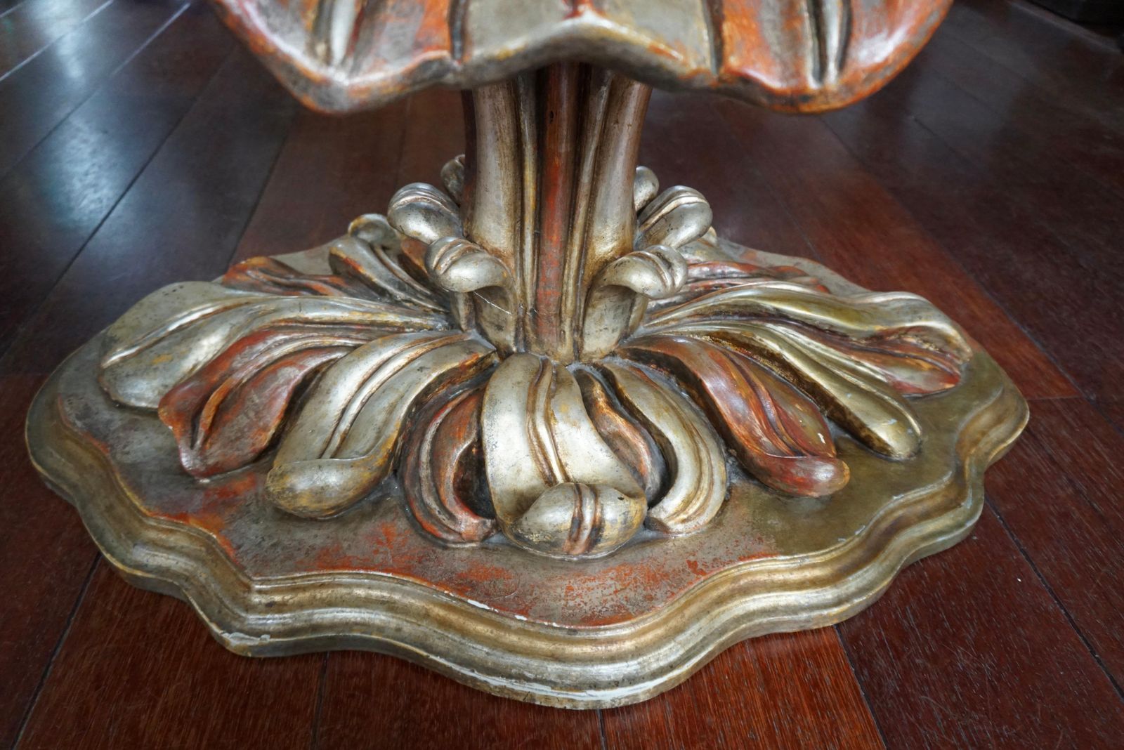 Italian Carved Wood Palm Tree Base Dining Table photo vintage