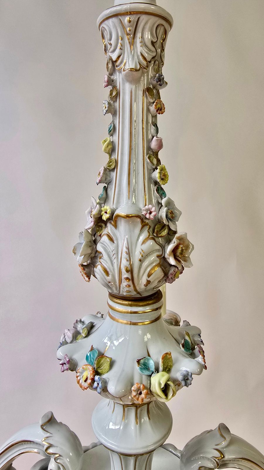2745.0 Italian Porcelain Chandelier With Hand Painted Floral Details photo