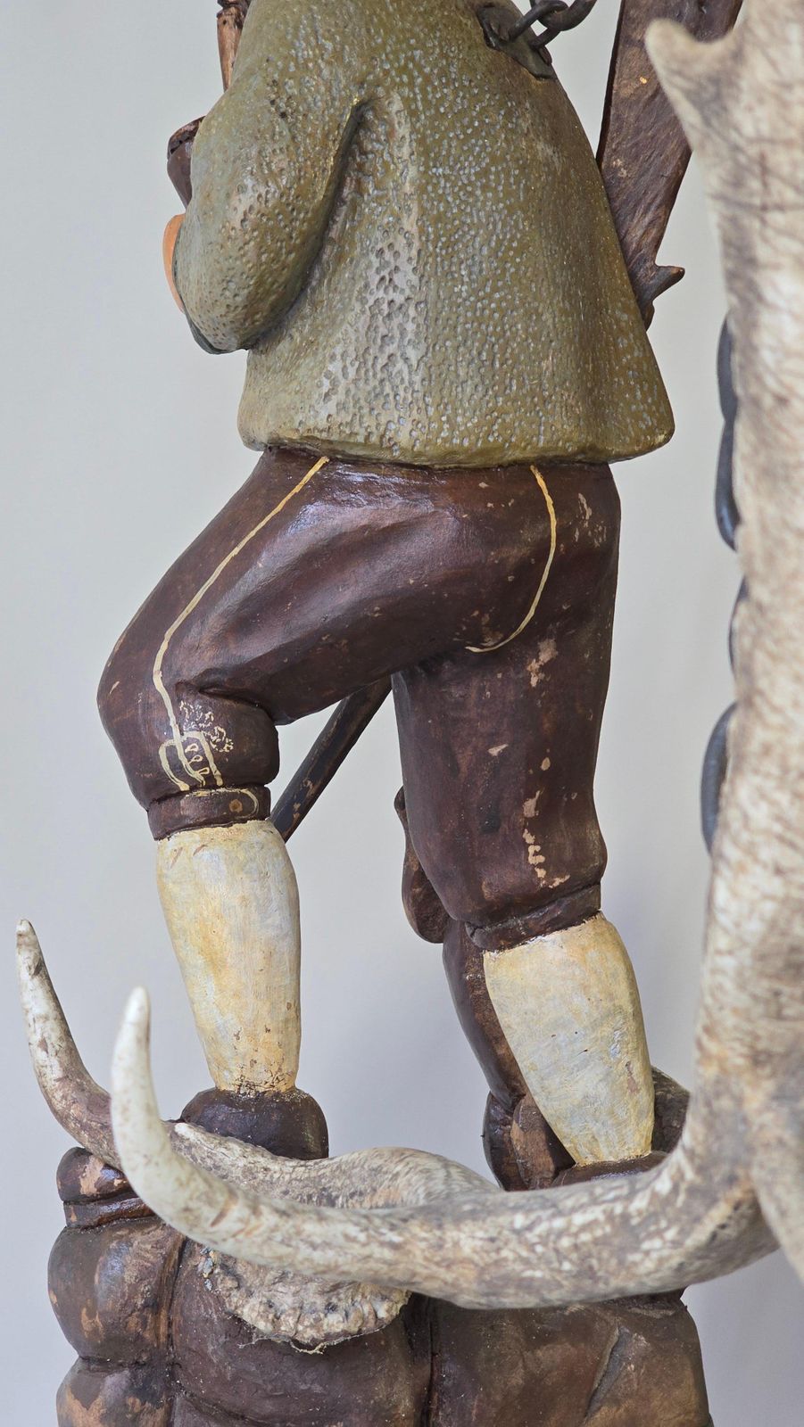 Art Antique Black Forest Wood Carving  Hunter Sculpture 1952 photo