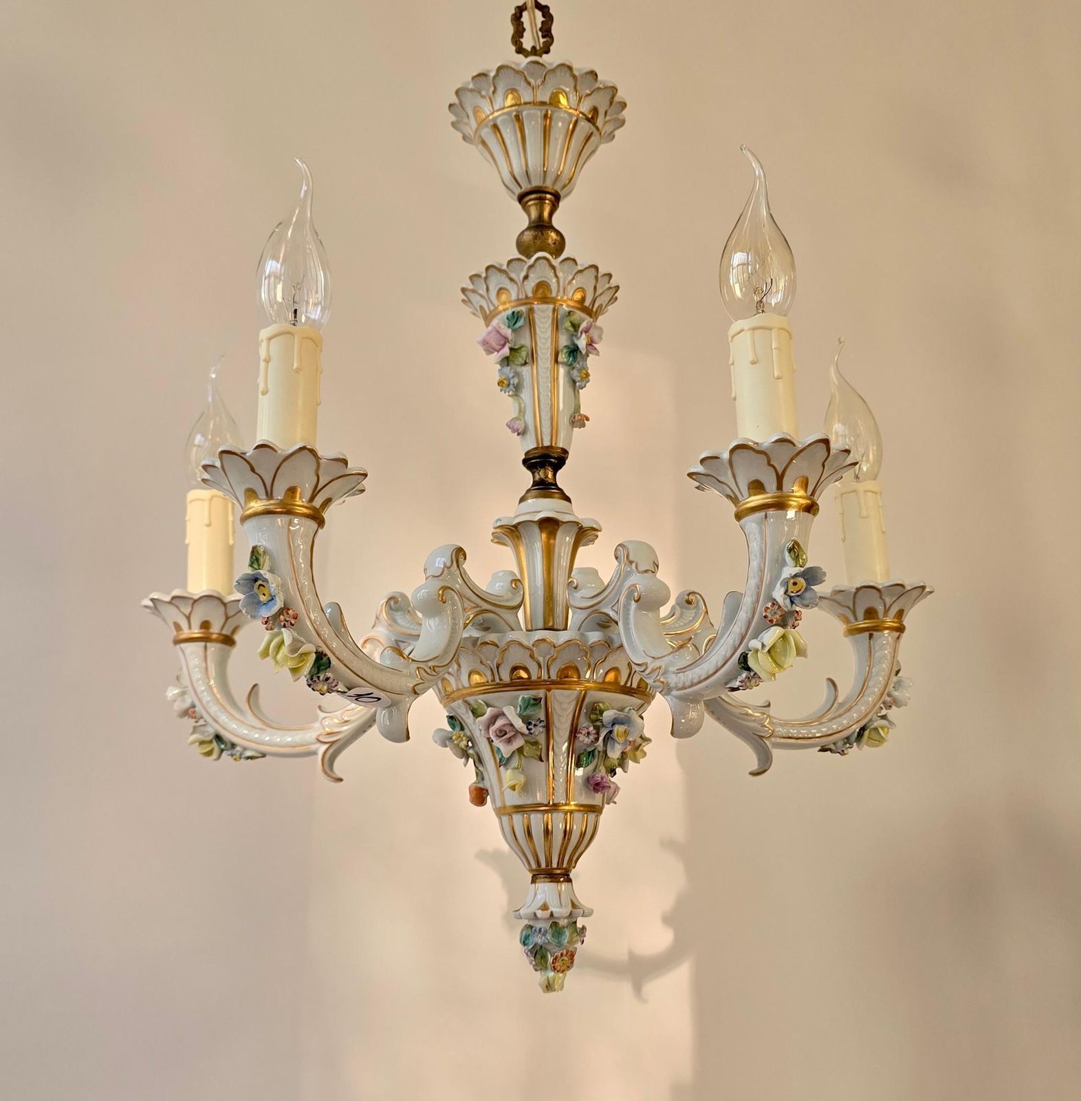 photo furniture Baroque Porcelain Flower Chandelier Or Candelabra, Italy