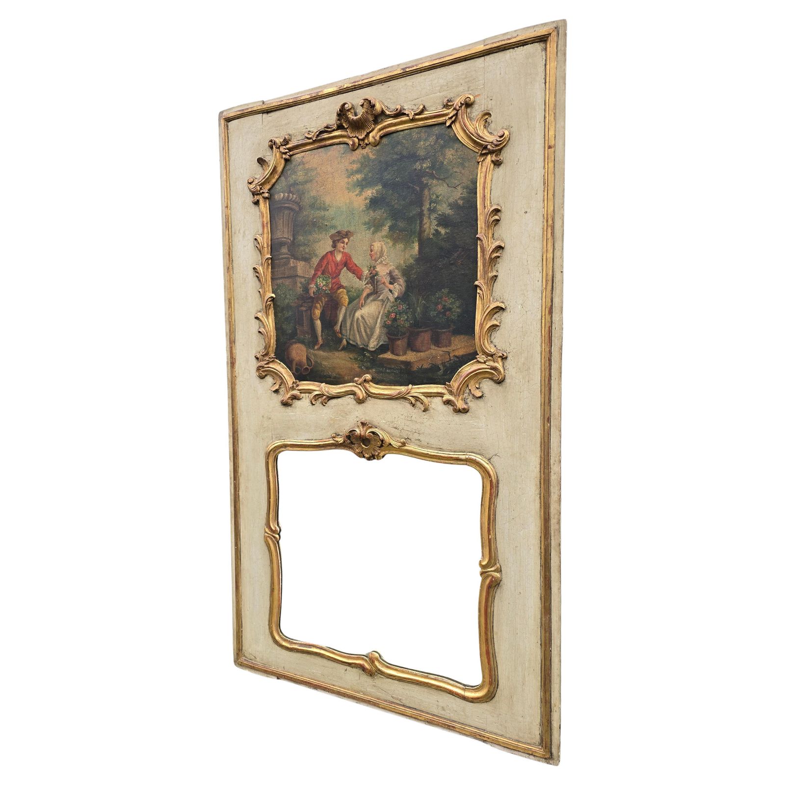 18th Century French Rococo Trumeau With Original Panel Painting photo furniture