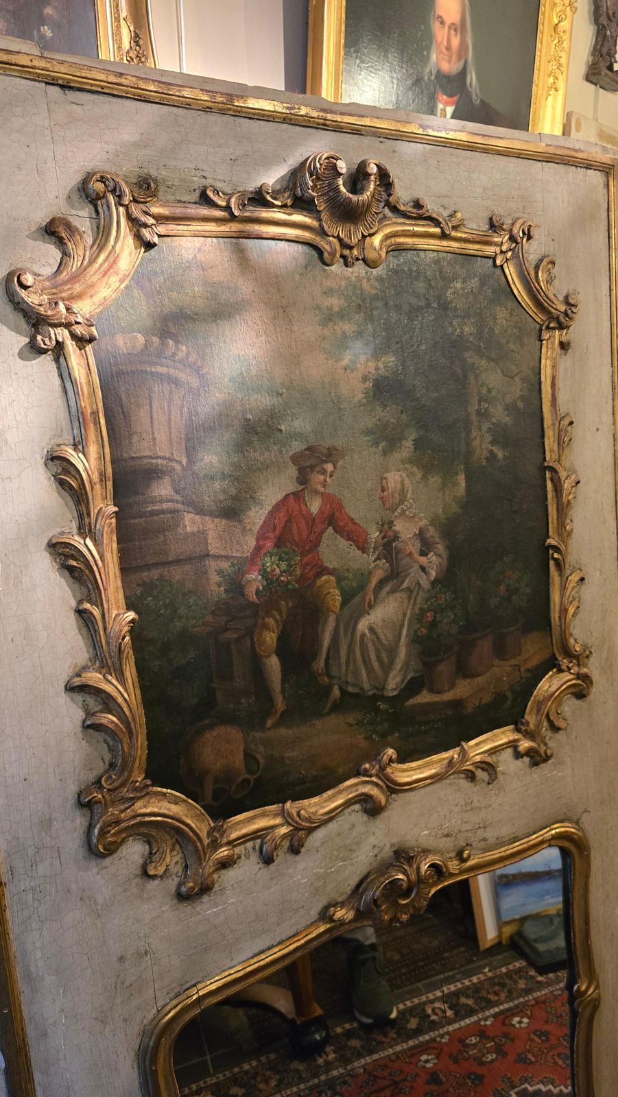 photo furniture 18th Century French Rococo Trumeau With Original Panel Painting