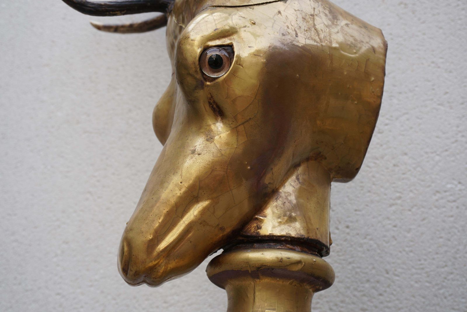Home Decor Beautiful Pair Of Golden Deer Heads With Antlers And Flower Pots photo