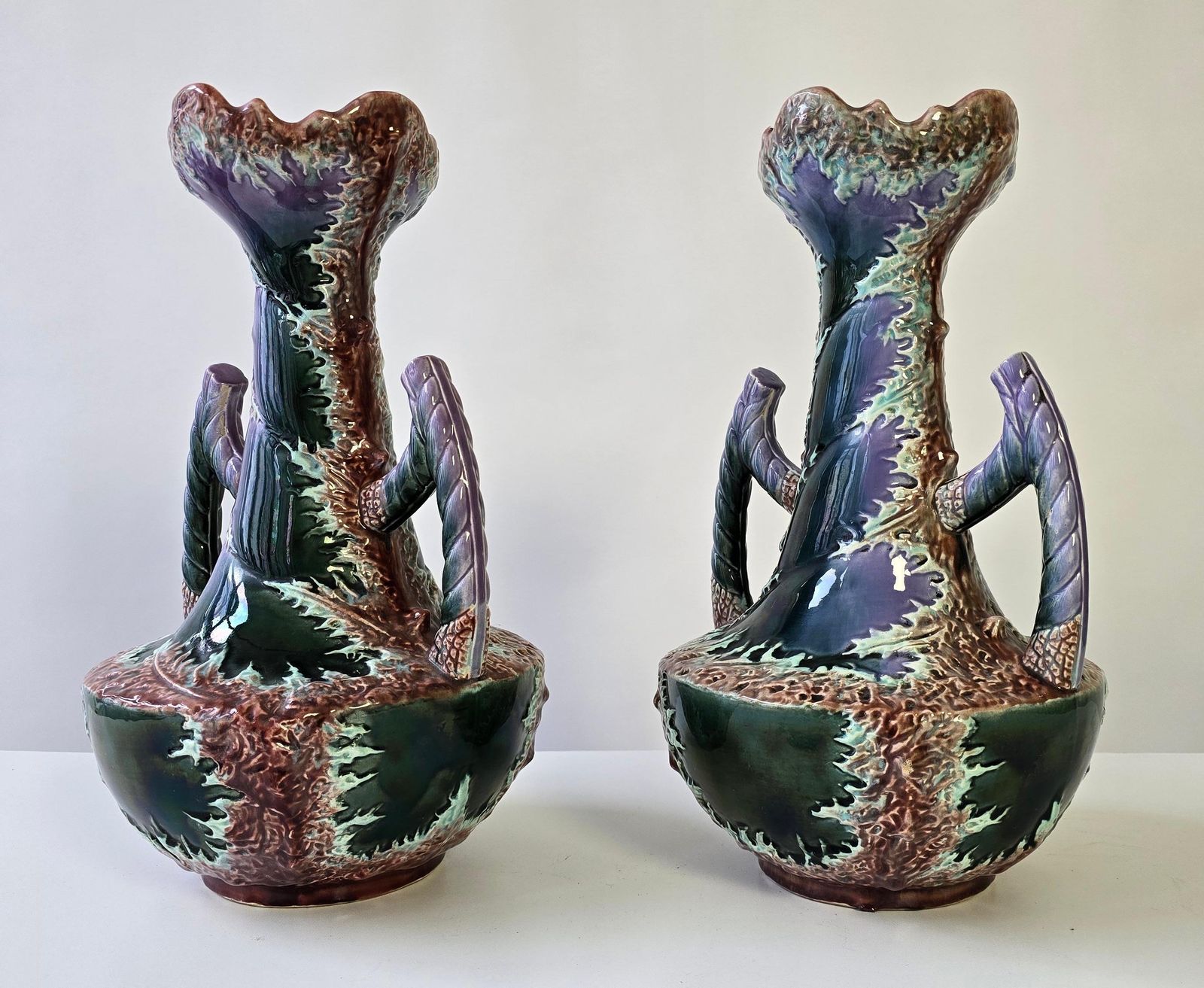 Pair Of Unique Ceramic Vases Fat Lava Style With Art Nouveau/Art Deco Influence photo Home Decor