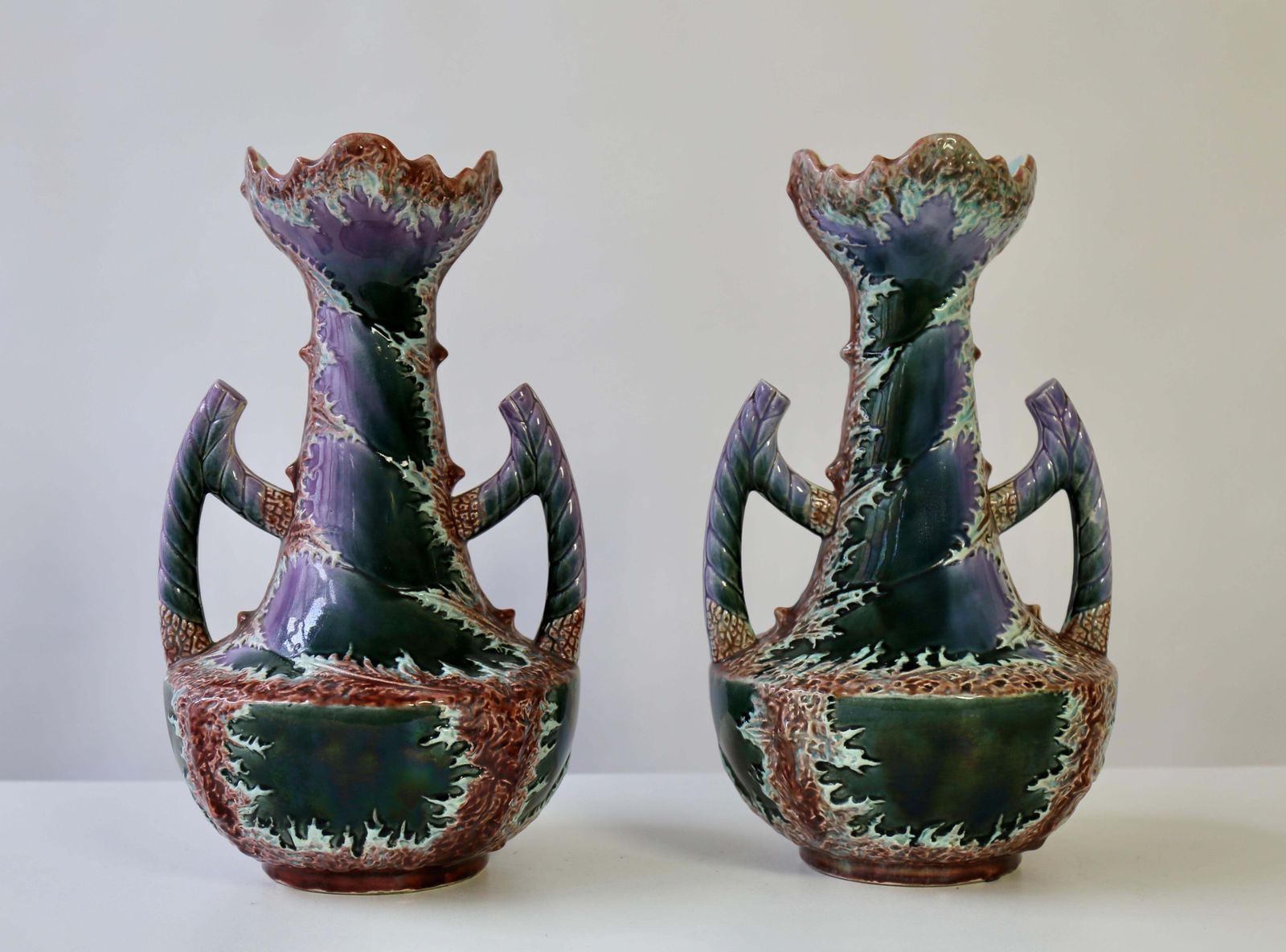 Pair Of Unique Ceramic Vases Fat Lava Style With Art Nouveau/Art Deco Influence photo 1544.0
