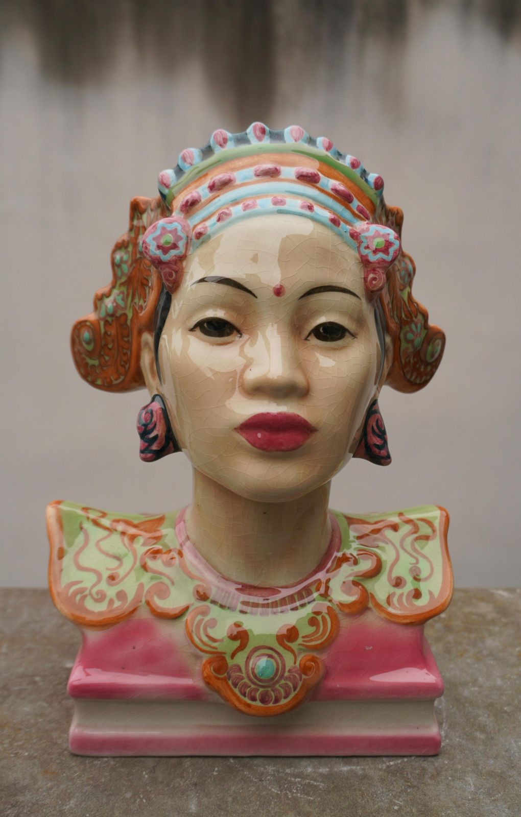 Goldscheider Polychrome Porcelain Bust Of A Balinese Dancer By Helen Liedloff photo furniture