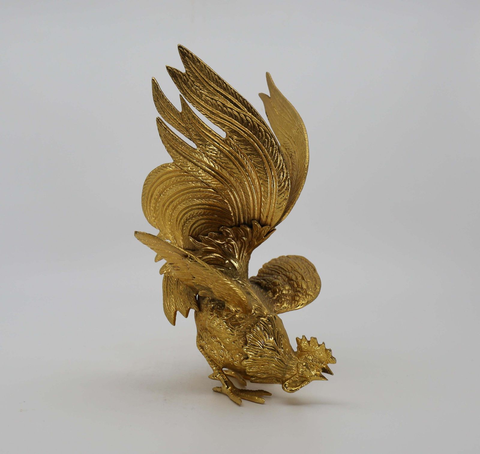 photo furniture Majestic Gilt Brass Rooster Sculpture Figure, Set 2, France, 1970s