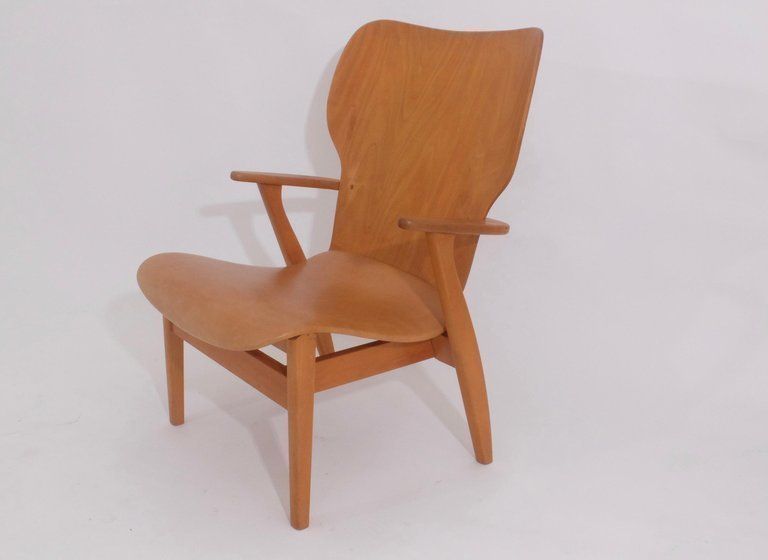 Tapiovaara "High Back Lounge Chair" For Domus Academy 1948 Signed Keravan Puuteo photo furniture