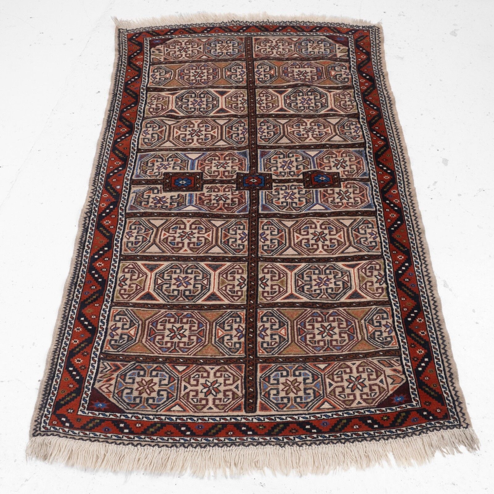 Vintage Afghan Tribal Part Kilim Handwoven Wool Rug 218 × 129 Cm ( 7'2" × 4'3" Handmade Flat Weave Wool Carpet) photo furniture