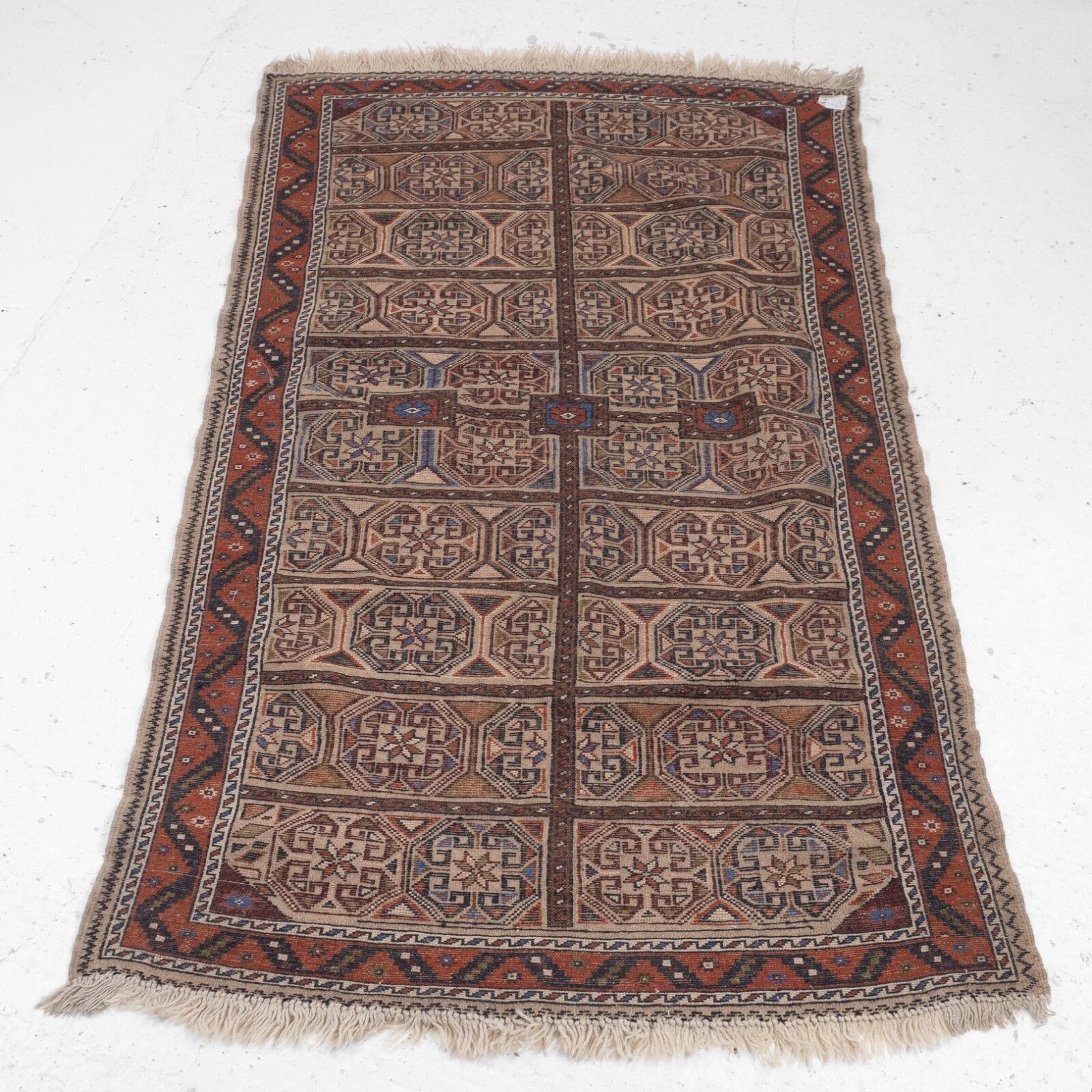 photo vinterior Vintage Afghan Tribal Part Kilim Handwoven Wool Rug 218 × 129 Cm ( 7'2" × 4'3" Handmade Flat Weave Wool Carpet)