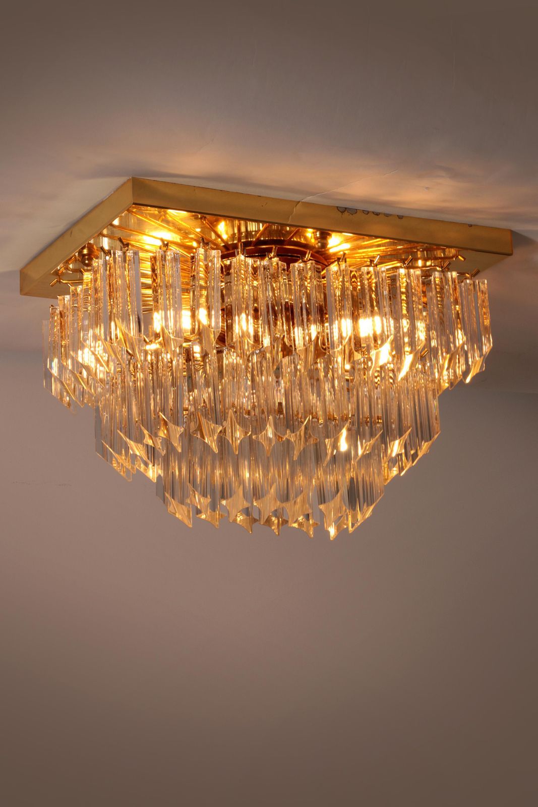 Novaresi Gold Plated Ceiling Lamp Ch Serie 1970 Italy photo furniture