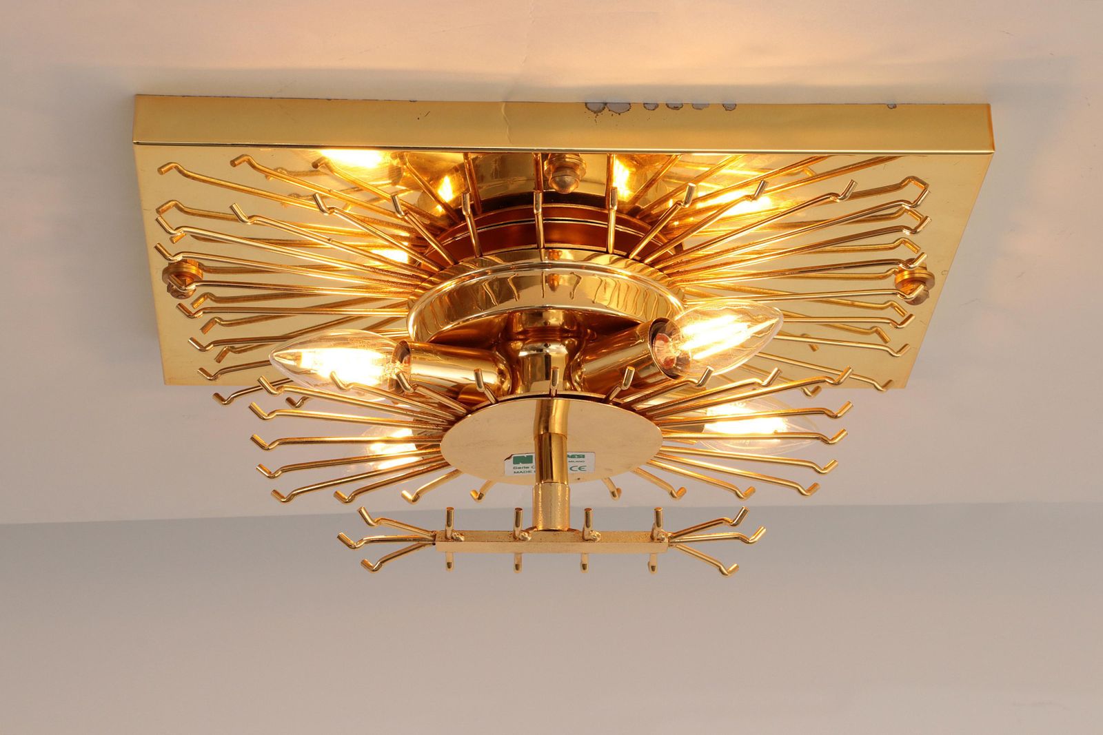photo buy Novaresi Gold Plated Ceiling Lamp Ch Serie 1970 Italy