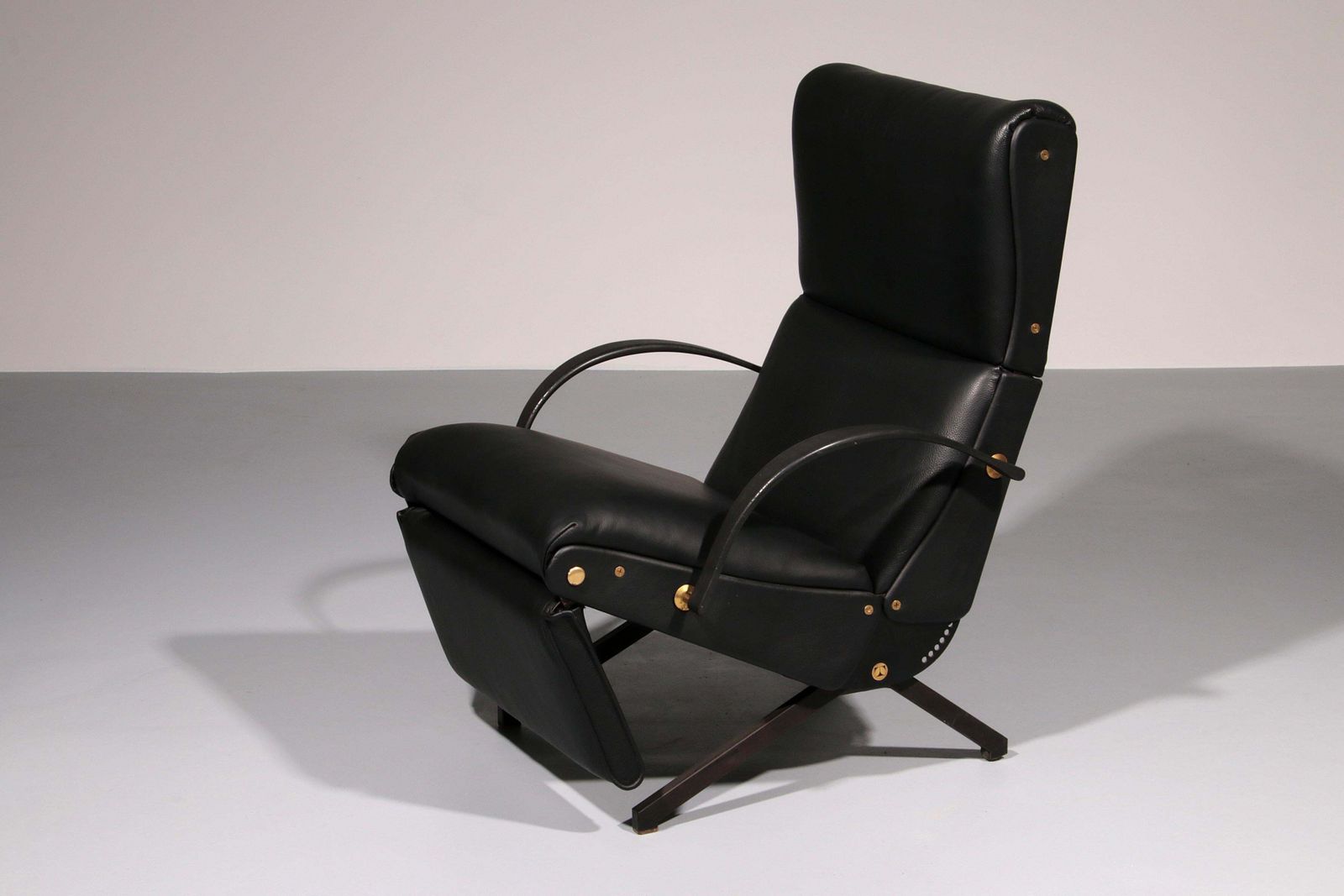 Furniture Italian Black Leather Adjustable P40 Relax Chair By Osvaldo Borsani Tecno. photo