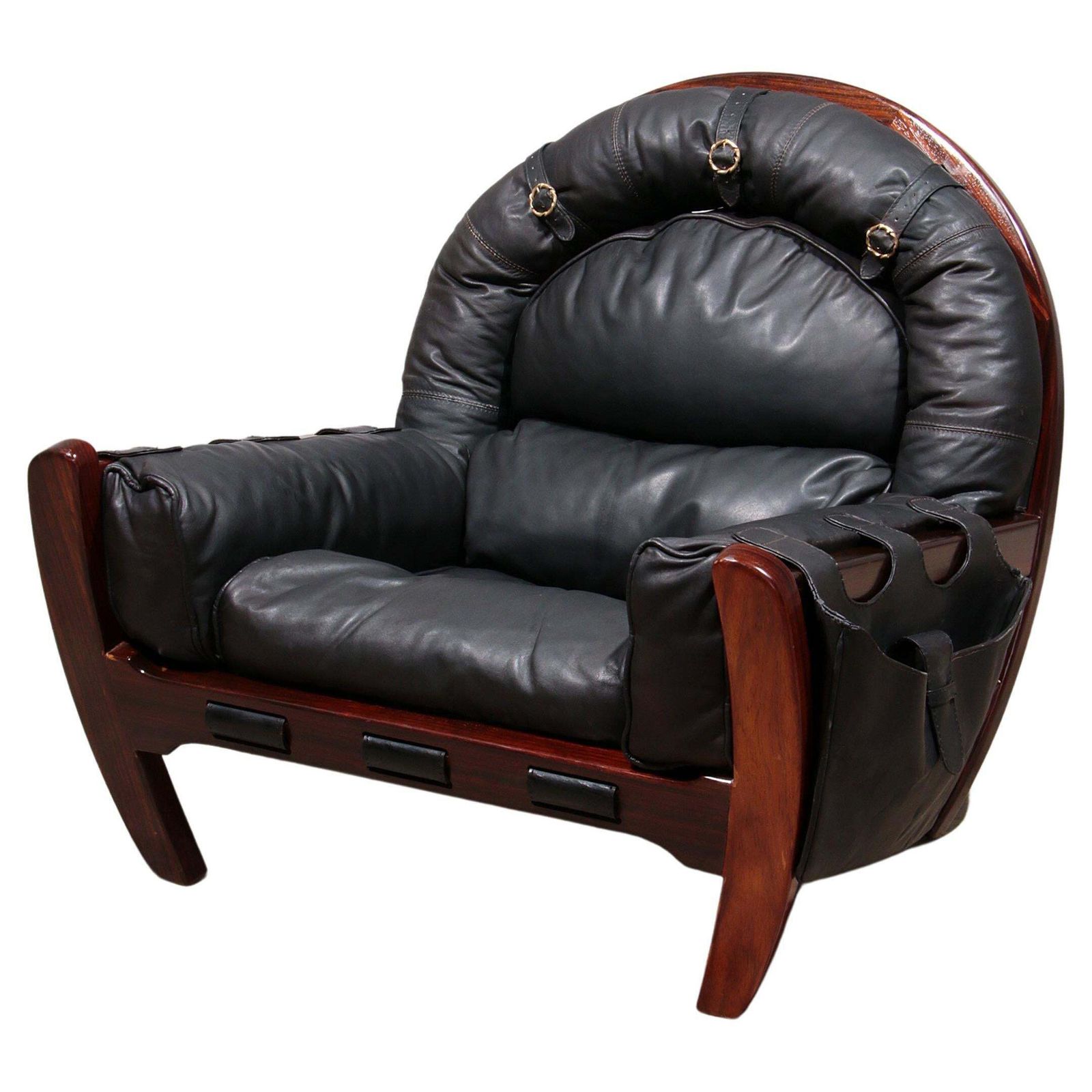 Luciano Frigerio "Rancero" Leather Lounge Chair   1970s Italian Design
