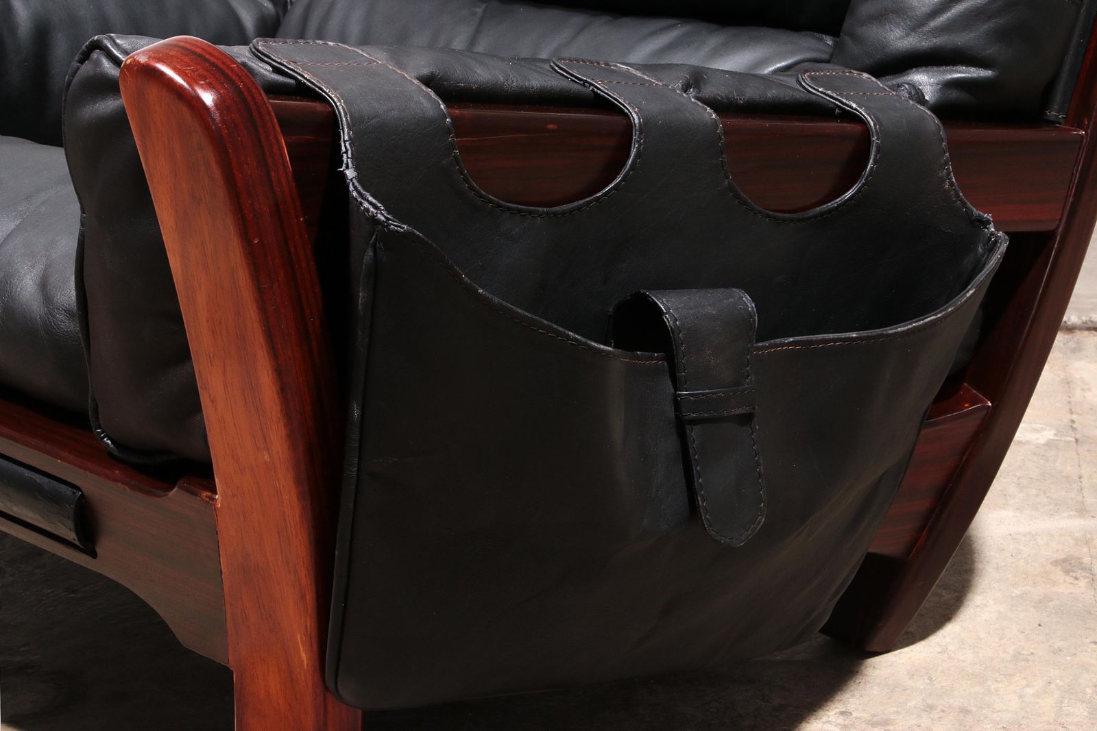 photo furniture Luciano Frigerio "Rancero" Leather Lounge Chair   1970s Italian Design