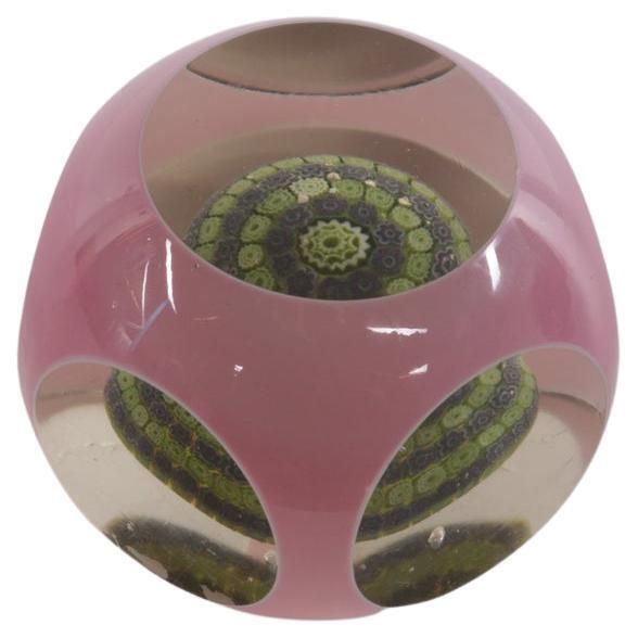 French Paperweight With Purple Flower Arrangement Of St. Louis, 1910