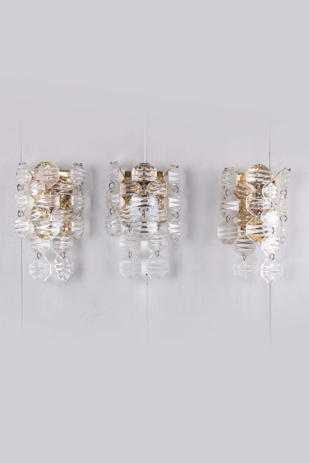 photo buy 3 Very Nice Big And Rare Crystal Wall Lamps From  J.T. Kalmar, 1960s