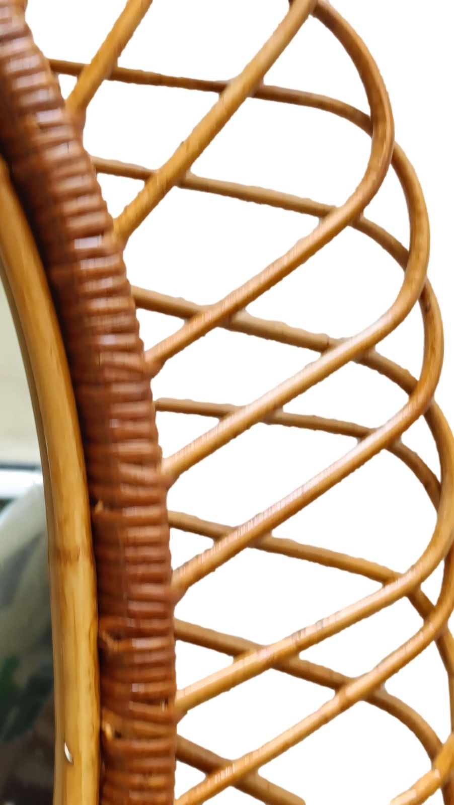 Franco Albini Per Bonacina Specchio Da Parete Ovale In Rattan, Italia 1960s photo Home Decor