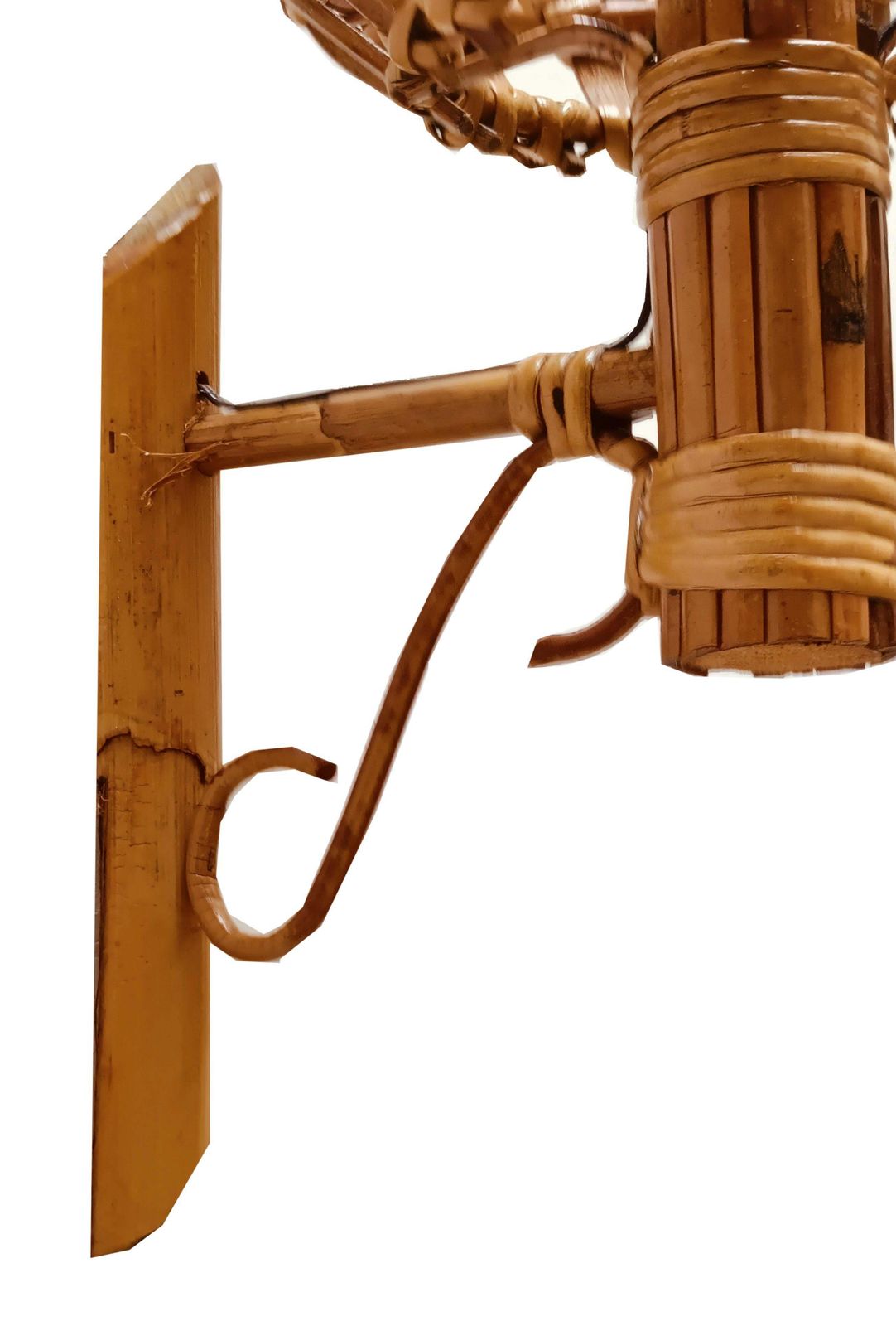Louis Sognot Pair Of "Lantern" Wall Lamps In Bamboo And Rattan, France photo 1115.0