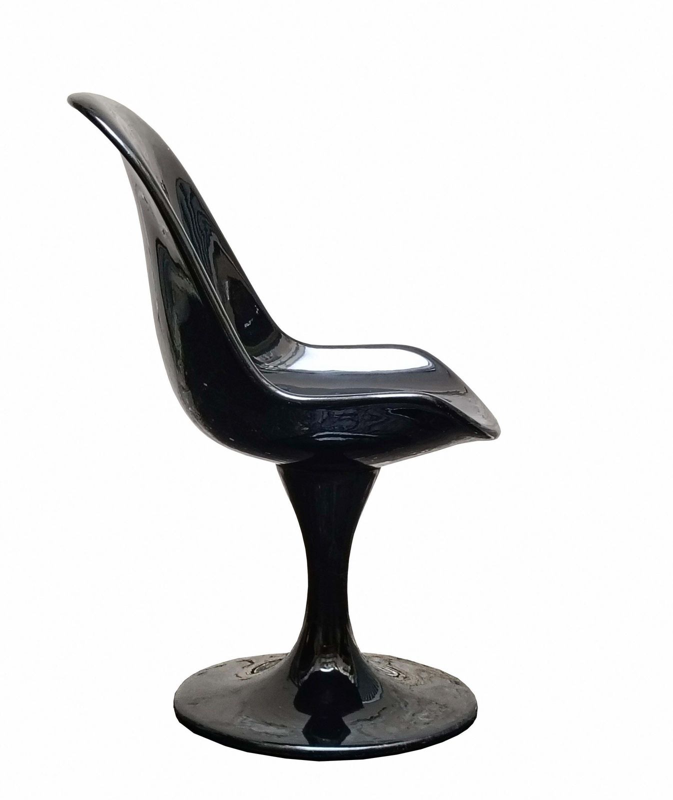 Eero Saarinen Style Set Of 3 Black Dining Chairs Tulip Model, Italy 1970s photo buy