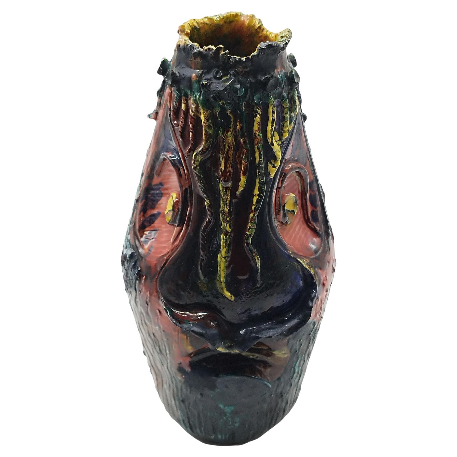 Giuseppe Martinucci Per Fama Ascoli Vaso In Ceramica Multicolor, Italia 1970s