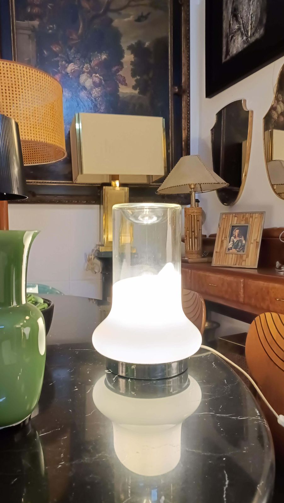 Roberto Pamio For Leucos Murano Glass Table Lamp, Italy 1970s photo vinterior
