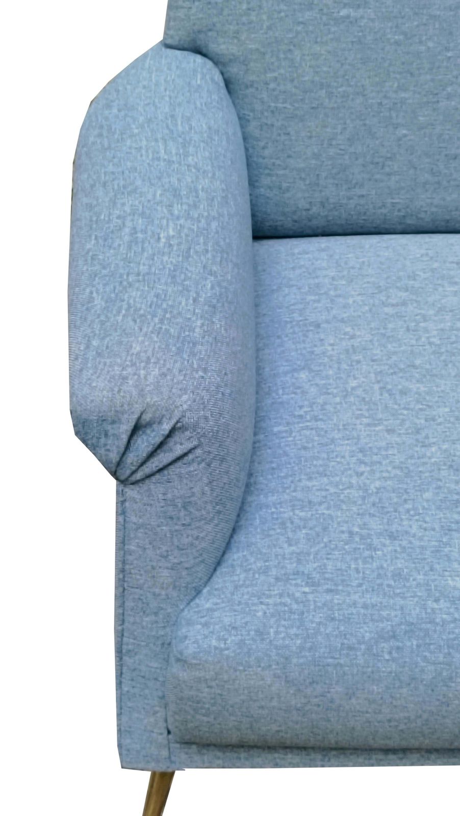 Refined Armchair In Light Blue Fabric And Brass Feet,  Italy 1960s photo buy