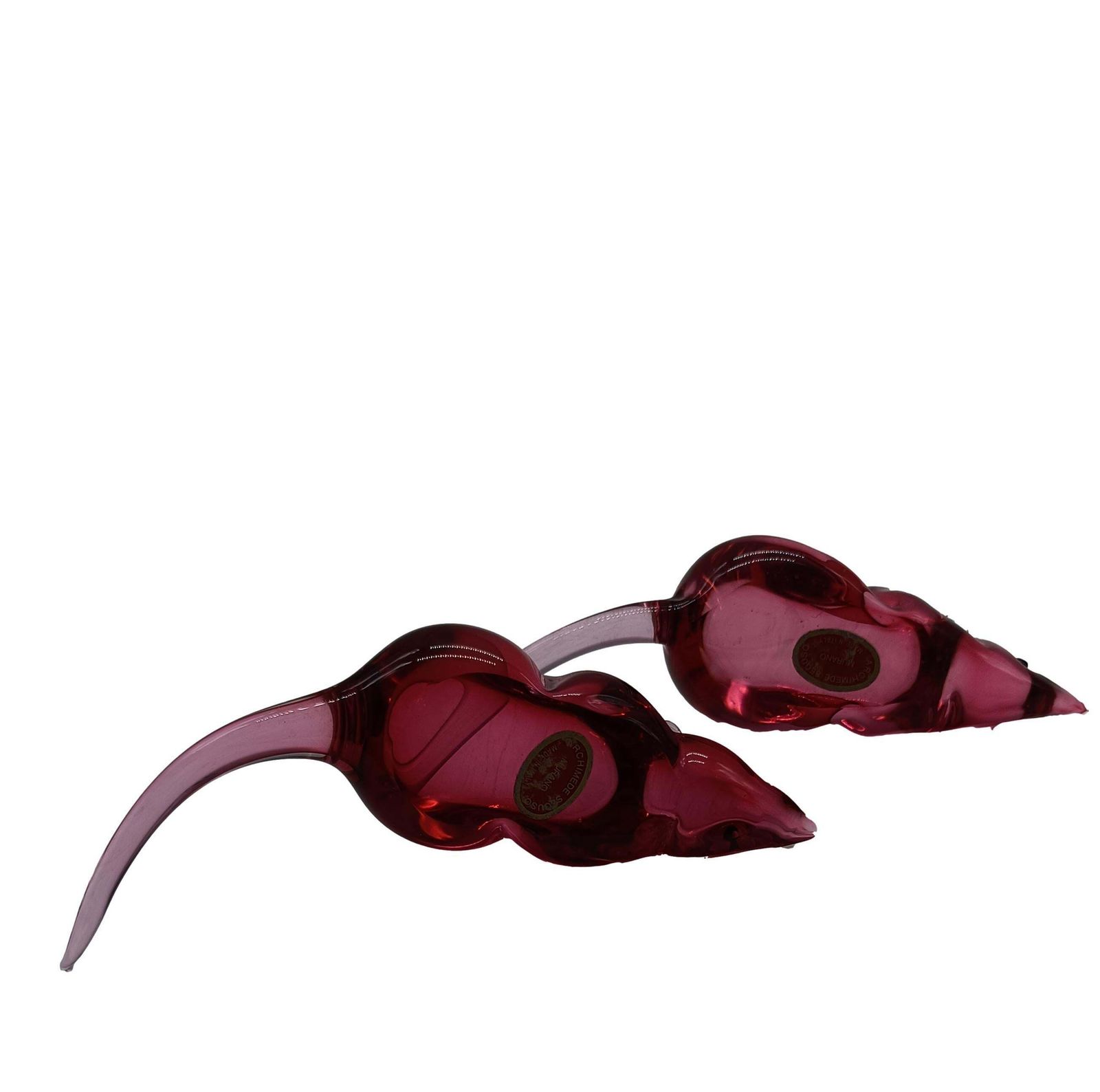 Archimede Seguso Pair Of Mice In Pink Murano Glass, Italy 1950s photo Art