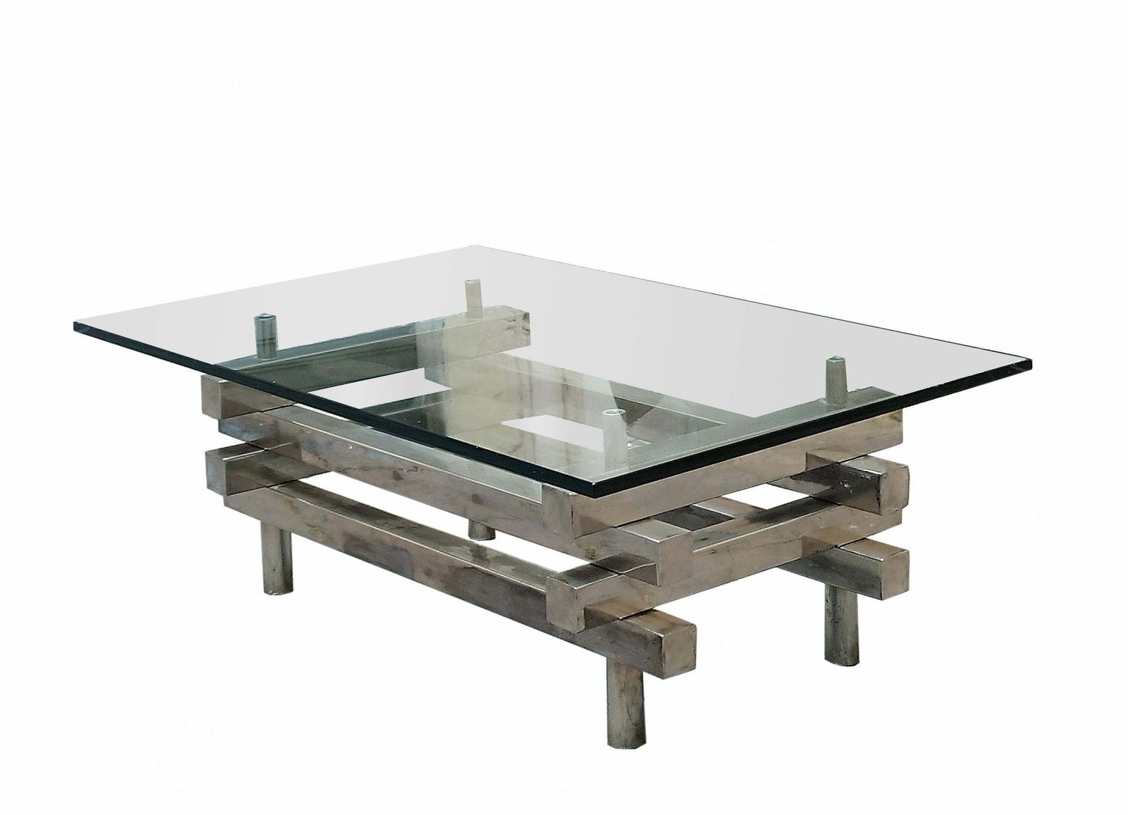Chromed Metal And Glass Coffee Table, Italy 1970s photo Furniture