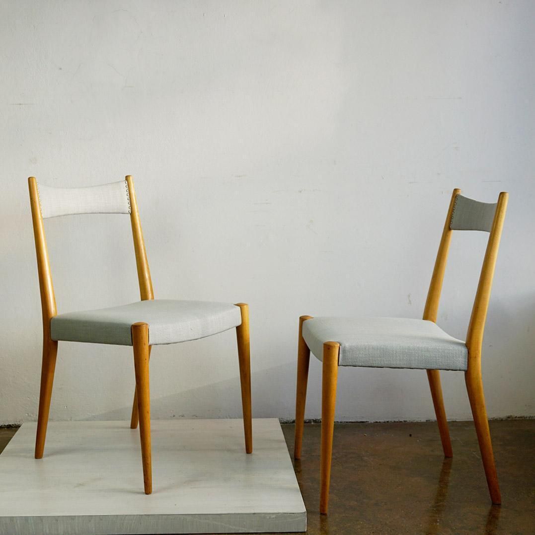 Pair Of Austrian Midcentury Beech Dining Chairs By Anna Lülja Praun photo vintage