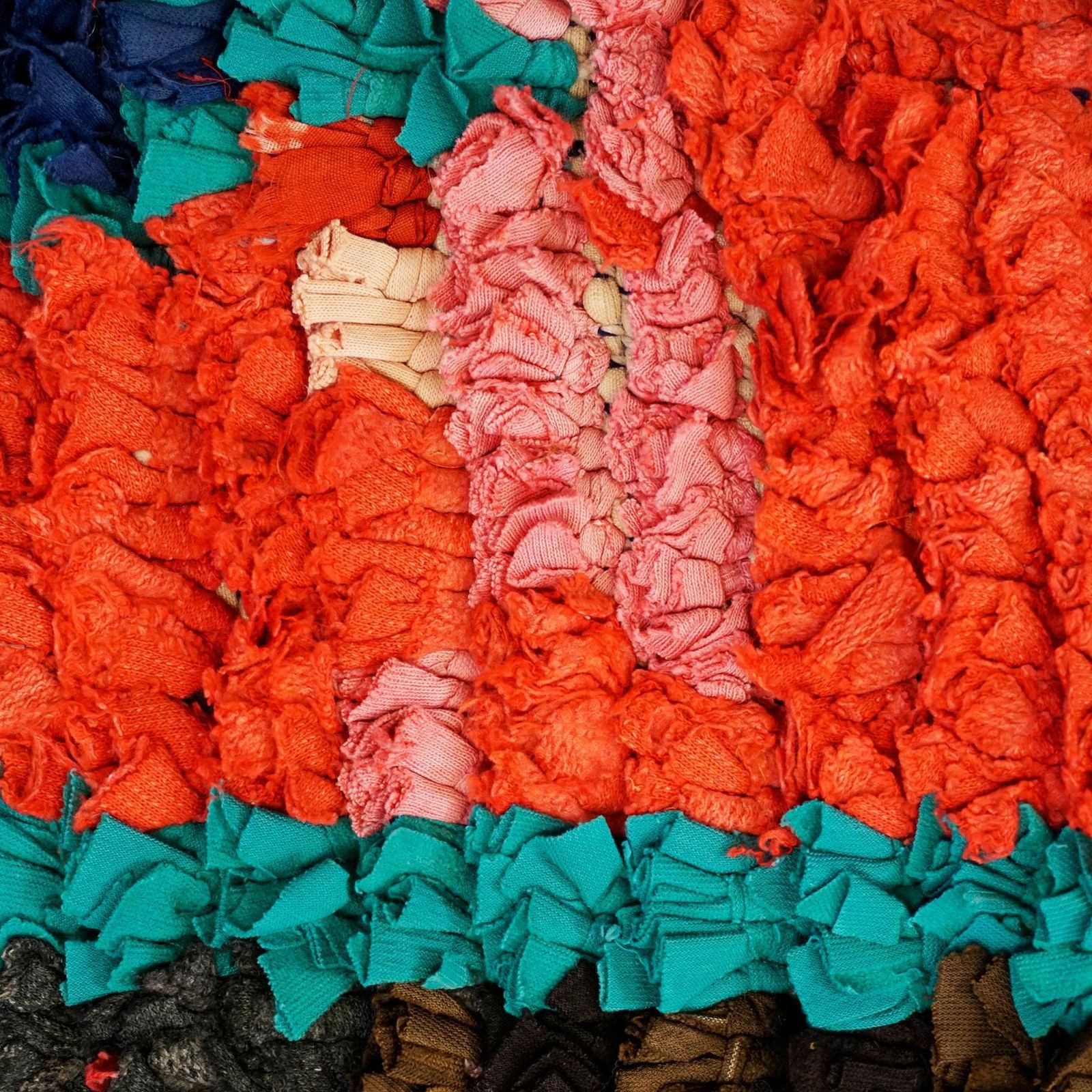 Vintage Multicoloured Hand Knotted Moroccan Berber Boucherouite Rug photo vintage