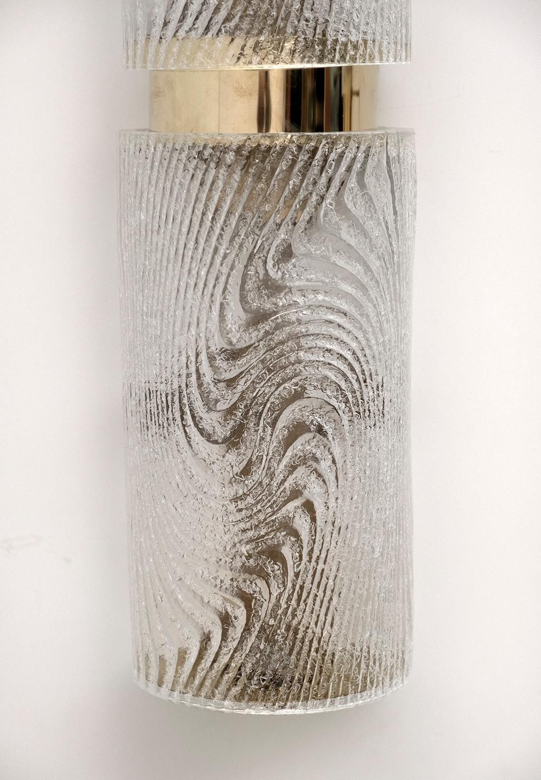 2573.0 Pair Of Modern Italian Murano Glass And Brass Wall Sconces "Corteccia," 80s photo