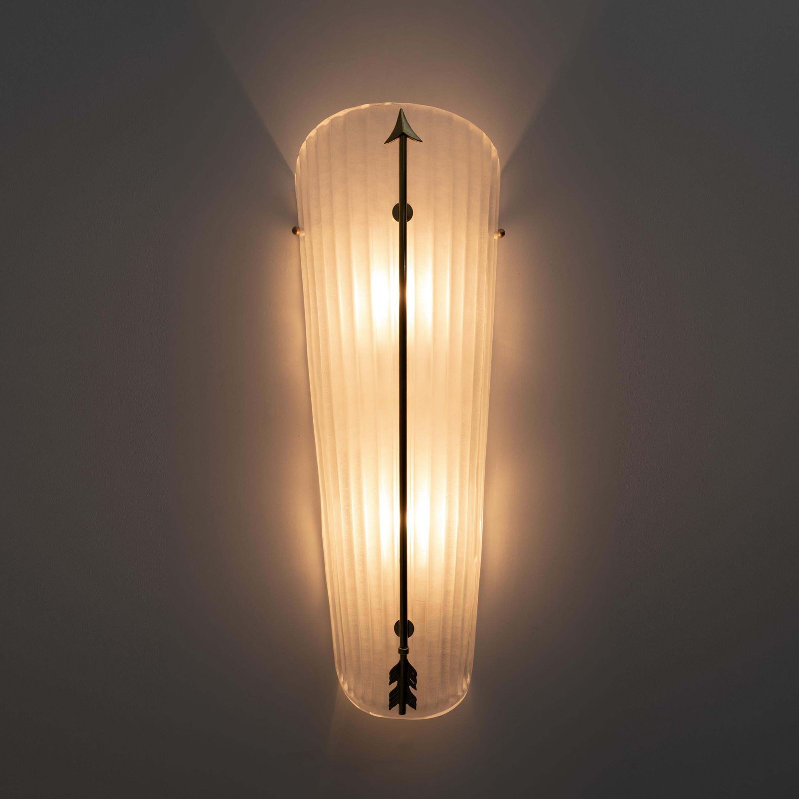 Pair Of Mid Century Modern Style Italian Murano Glass And Brass Sconces photo Lighting