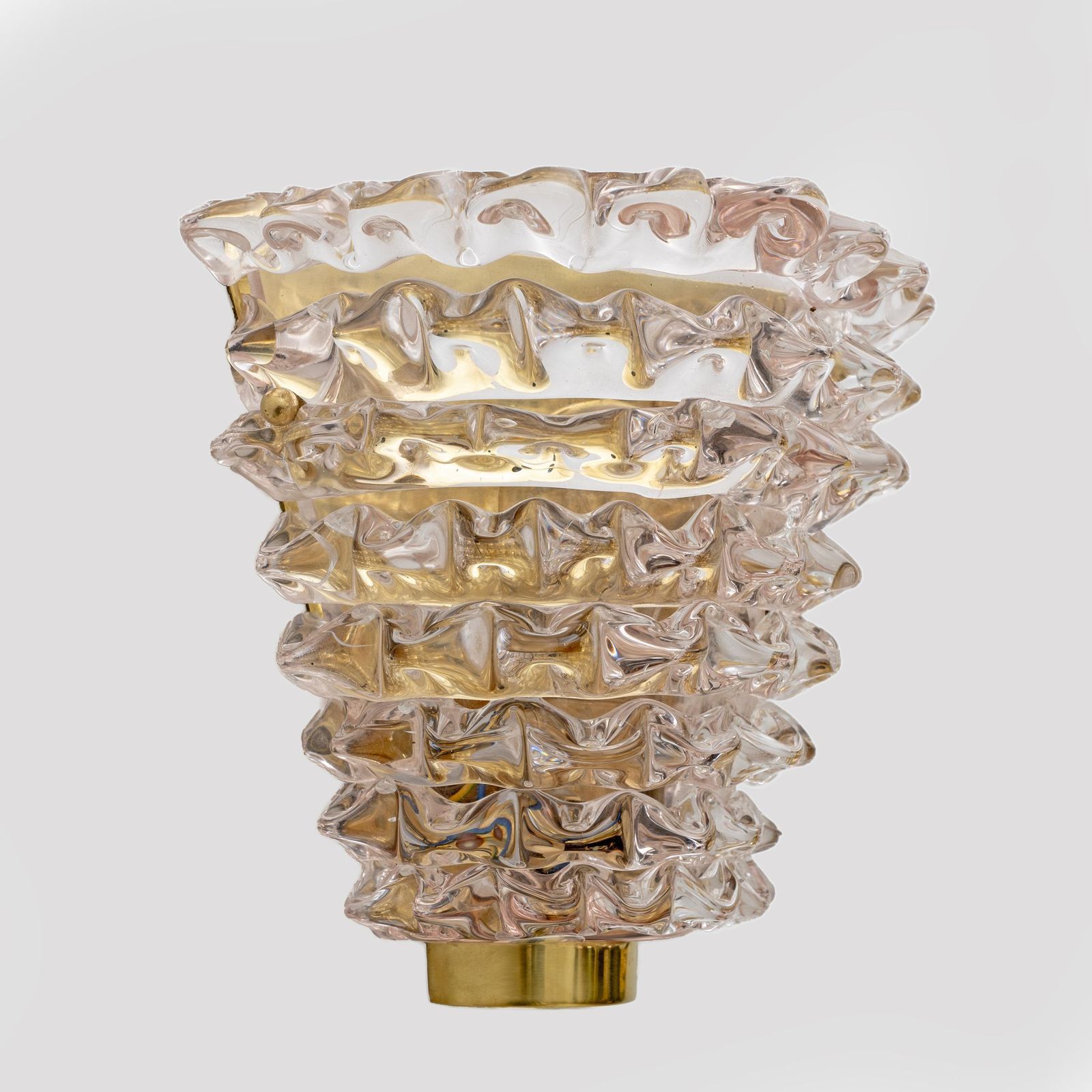 Pair Of Mid Century Modern Italian "Rostrato" Light Pink Murano Glass Sconces photo furniture