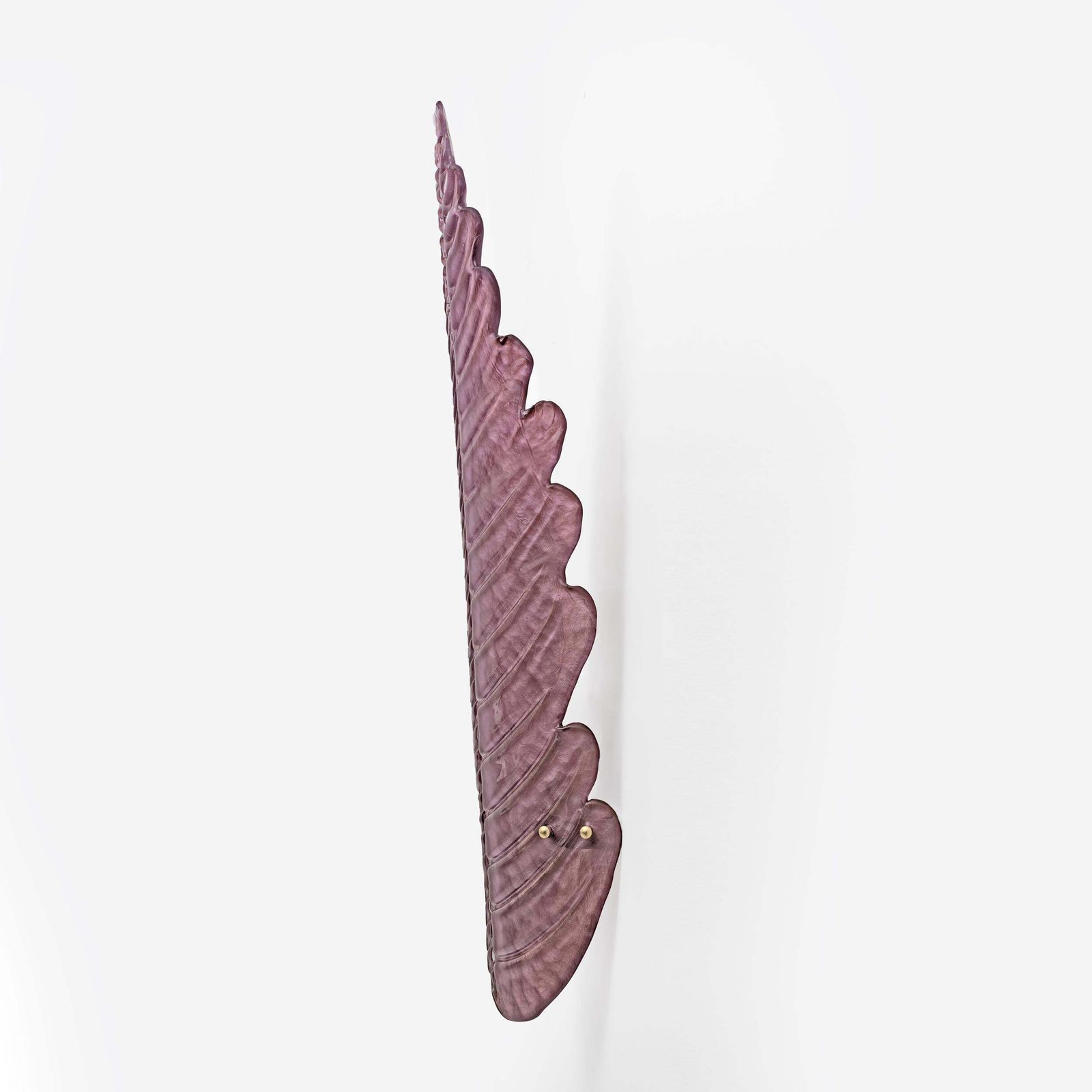 Pair Of Mid Century Modern Murano Glass Amethyst Pink Big Leafs Sconces photo buy