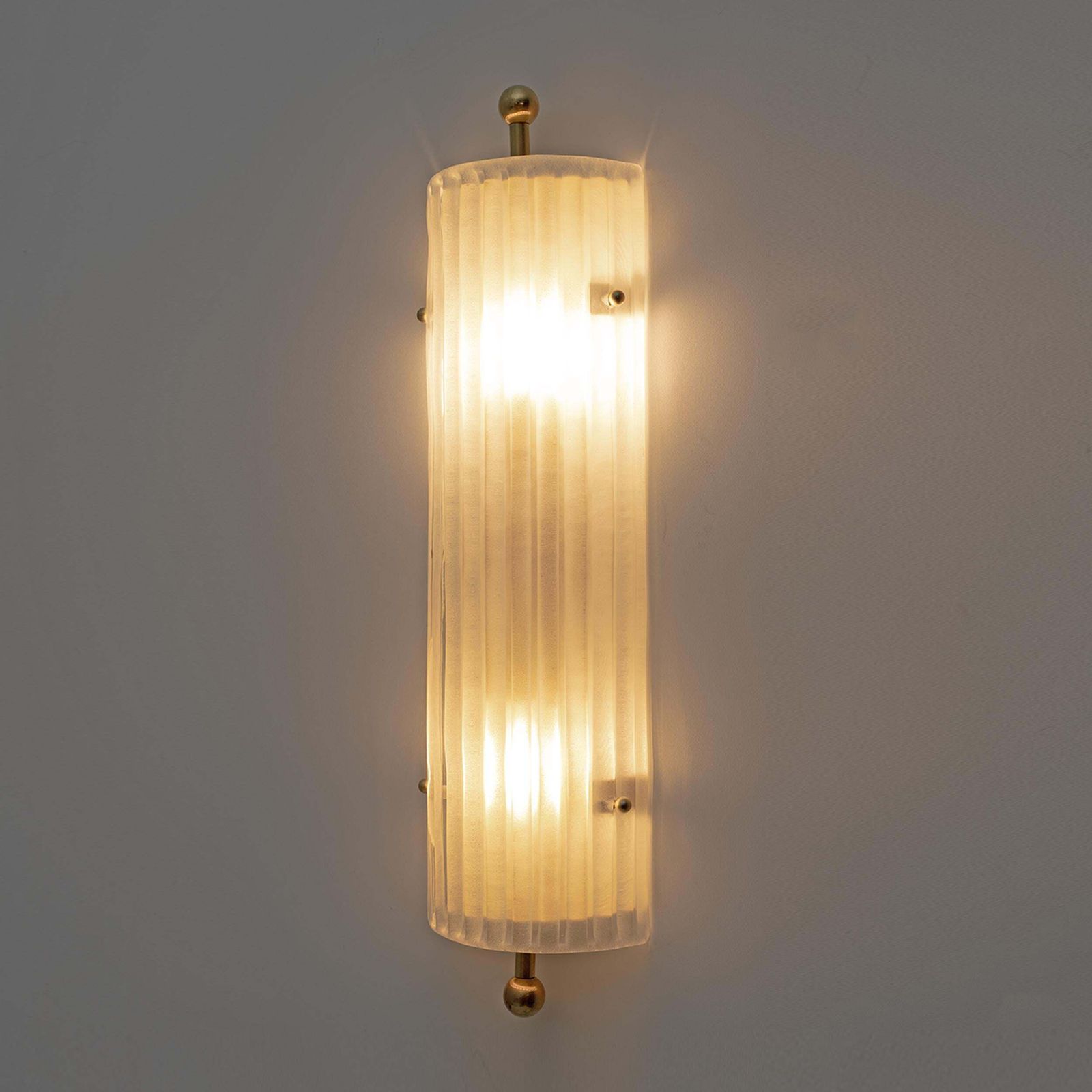 Pair Of Art Dèco Style Italian Murano Glass And Brass Sconces photo Lighting