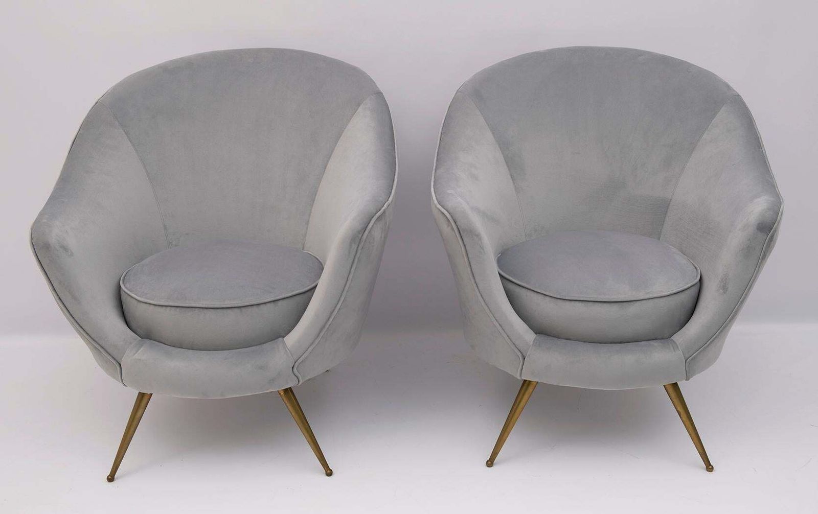 Pair Of Federico Munari Mid Century Modern Italian Velvet Armchairs, 1950s photo furniture