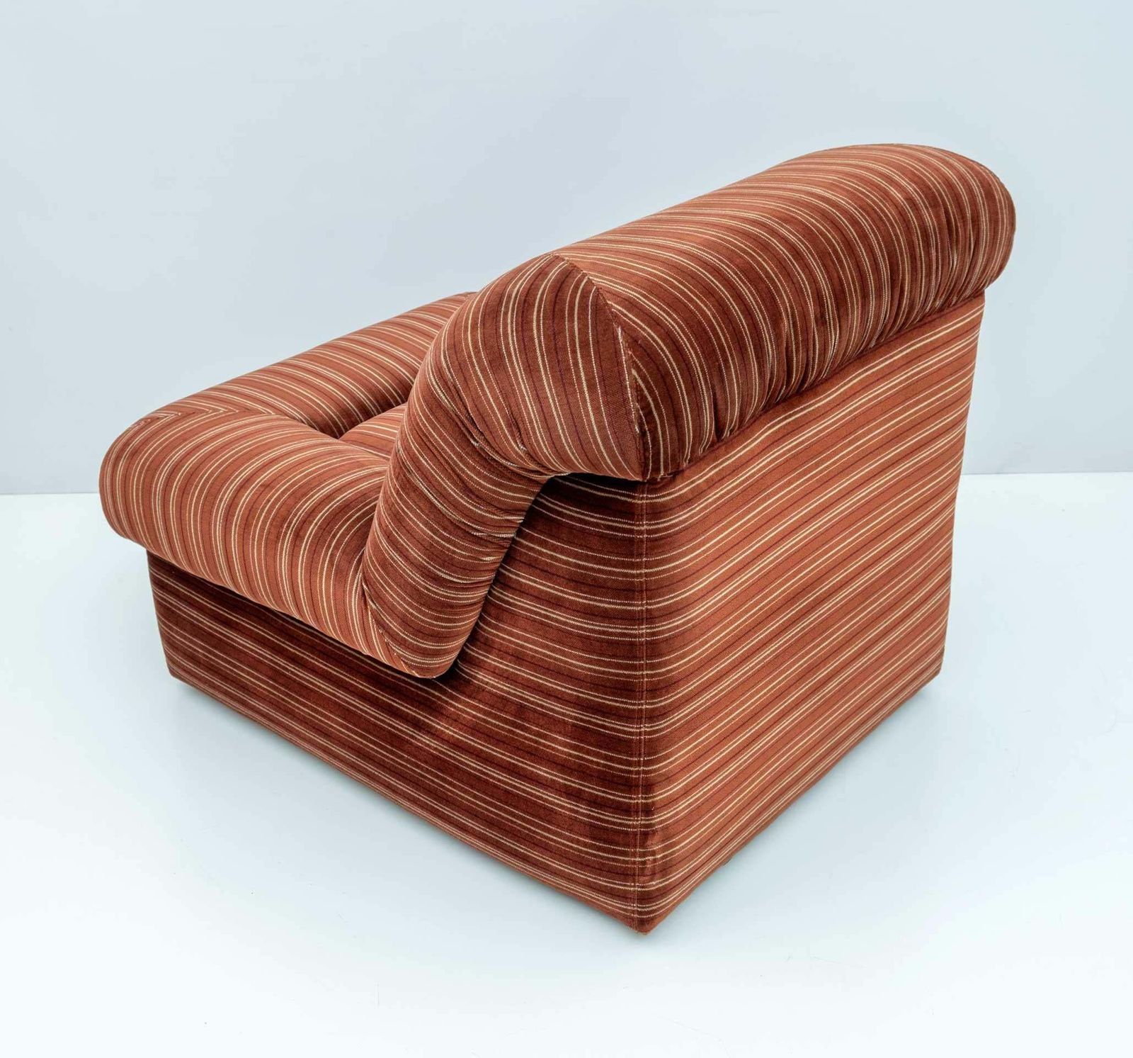 photo for sale Set Of Vintage Italian Velvet Five Modular Armchairs And Coffee Table, 1970s