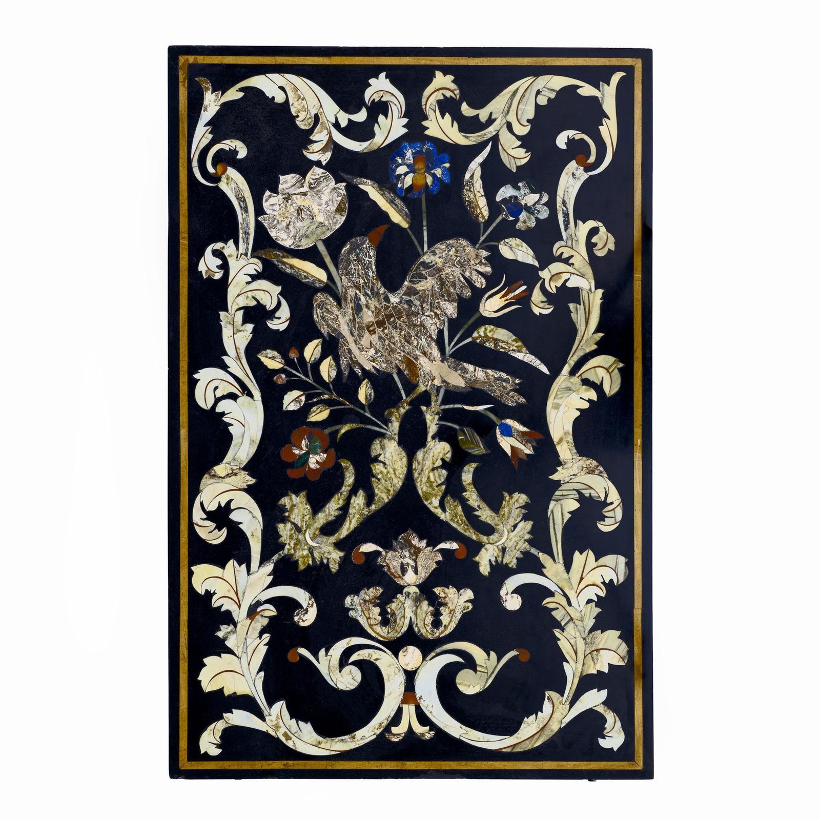 20th Century Italian Handmade Wrought Iron Coffee Table Frame Inlaid Marble Top photo 8148.0