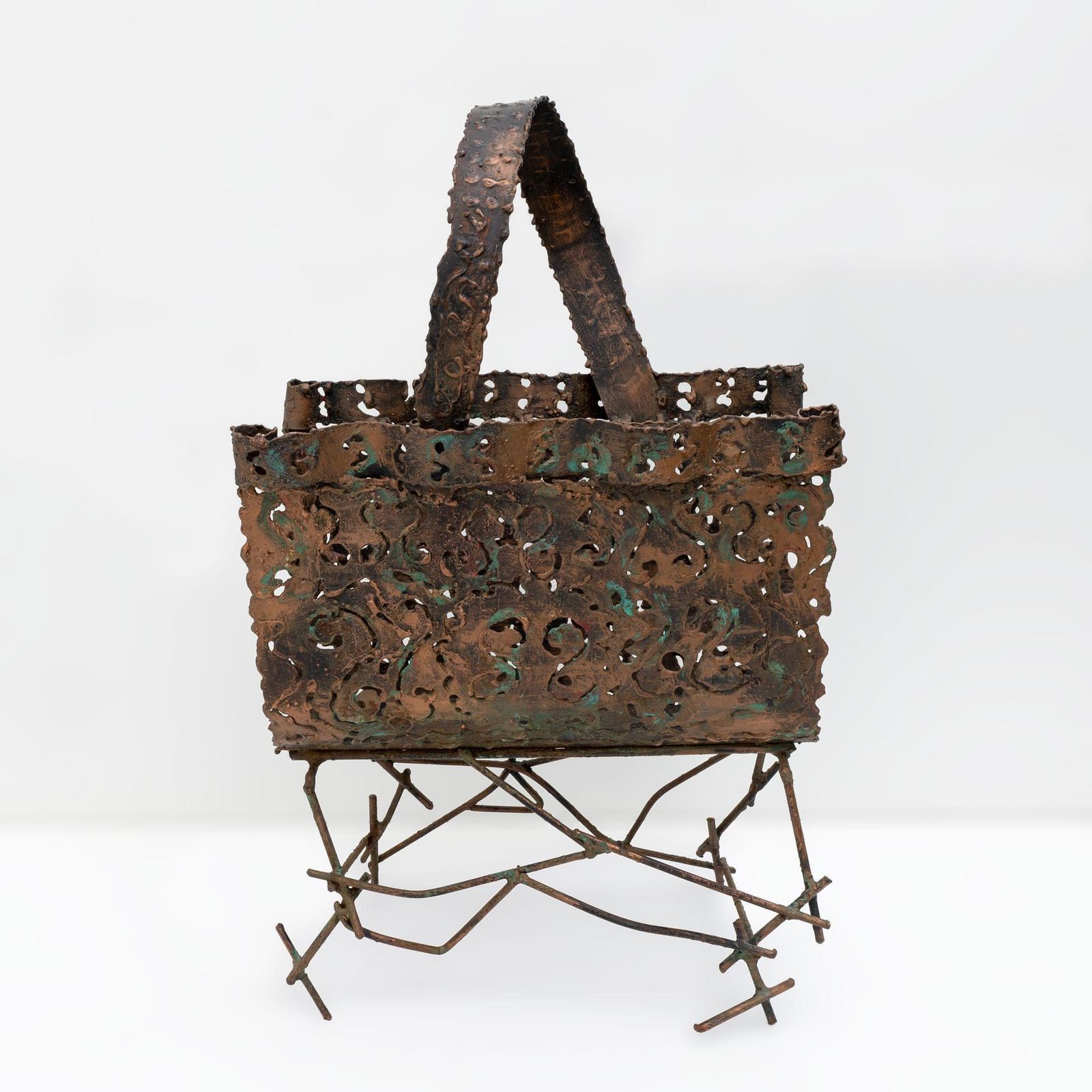 Attributed To Marsura Brutalist Italian Wrought Iron Magazine Rack  '70s photo for sale