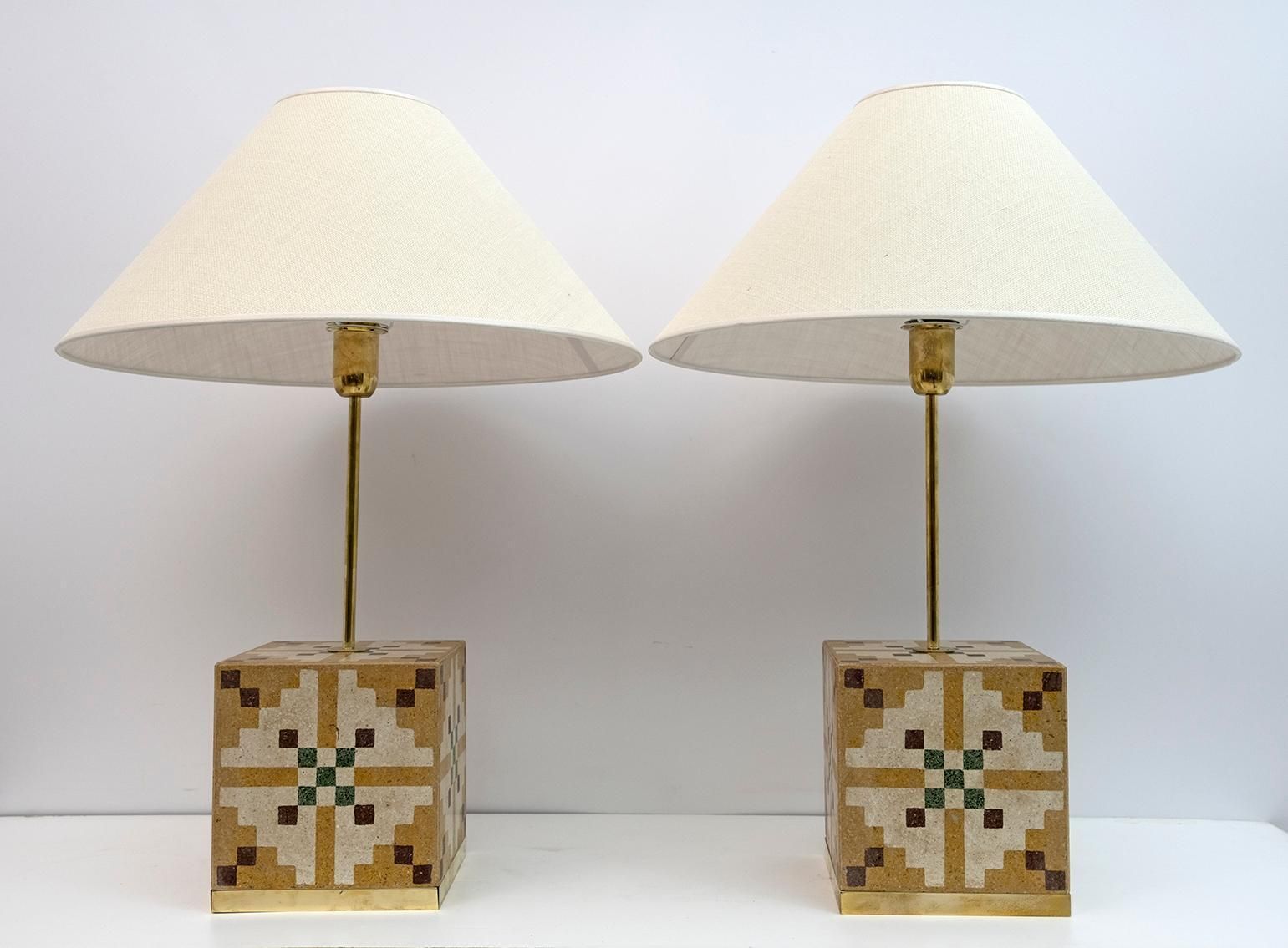 Pair Of Liberty Era Italian Cementite Table Lamps photo furniture
