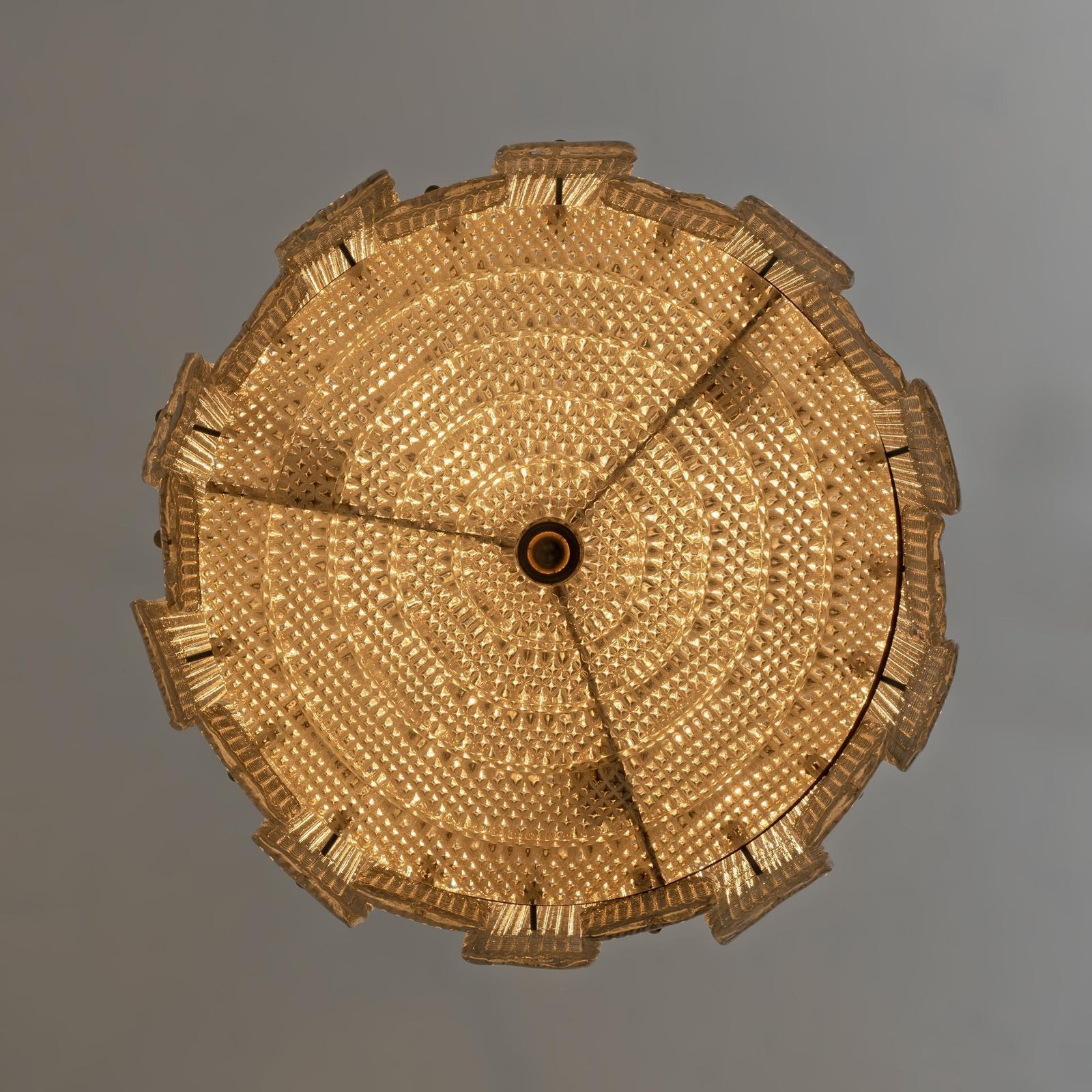 Barovier & Toso Art Dèco Style Brass Murano Glass Lantern Chandelier photo vinterior